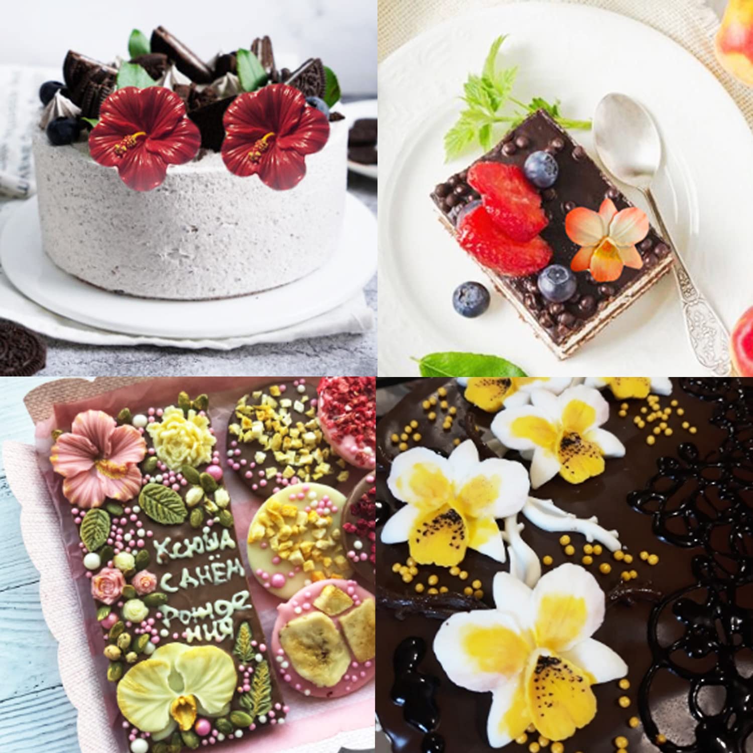 Mujiang Flower Blossom Silicone Mold Orchid Chocolate Fondant Molds For Cake Decorating Candy Gum Paste Set Of 4