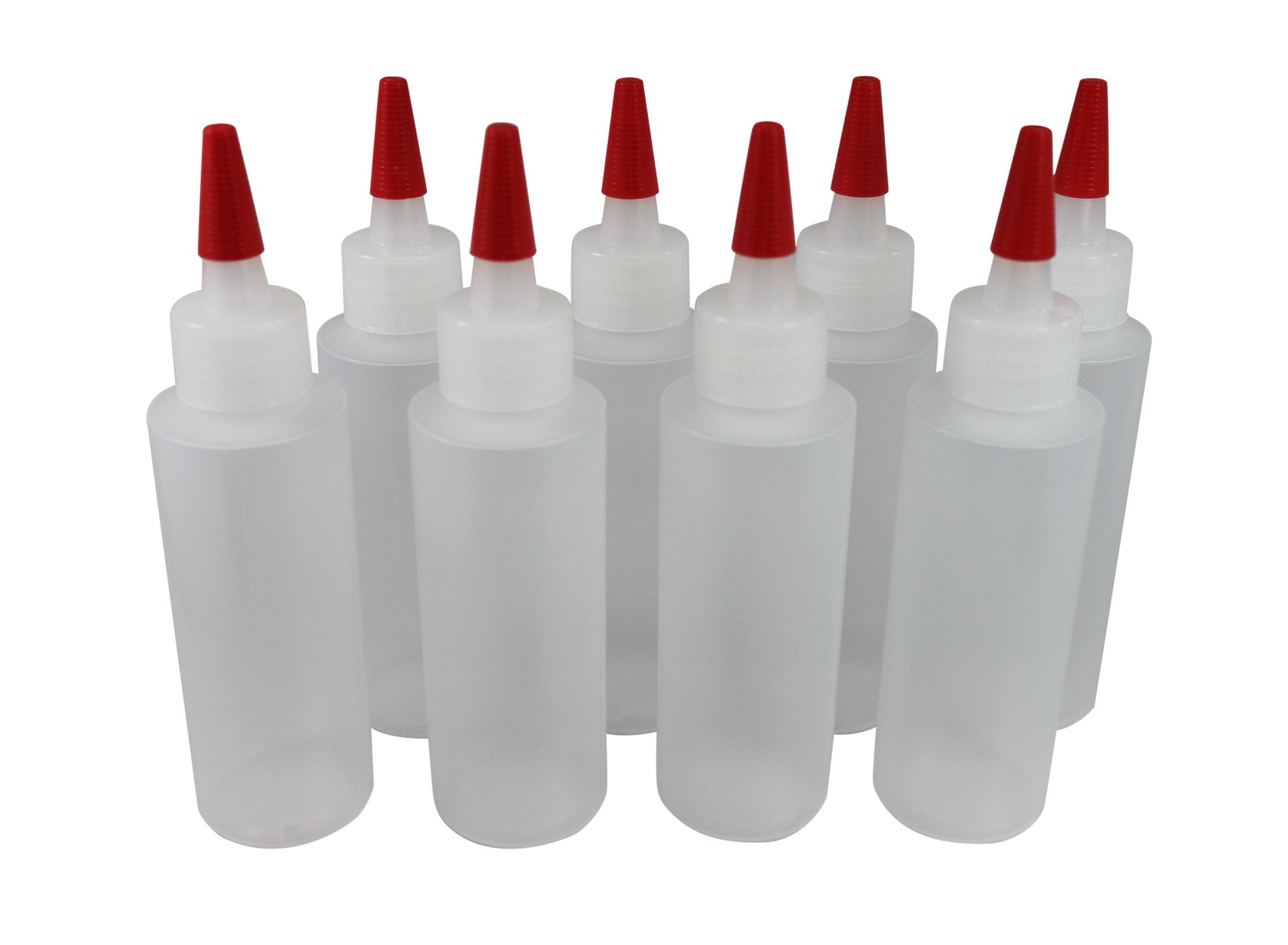 Pinnacle Mercantile (8-Pack 4 Oz Plastic Squeeze Bottles Long Red Tip Caps Food Grade Perfect For Icing, Cookie Decorating, Cond