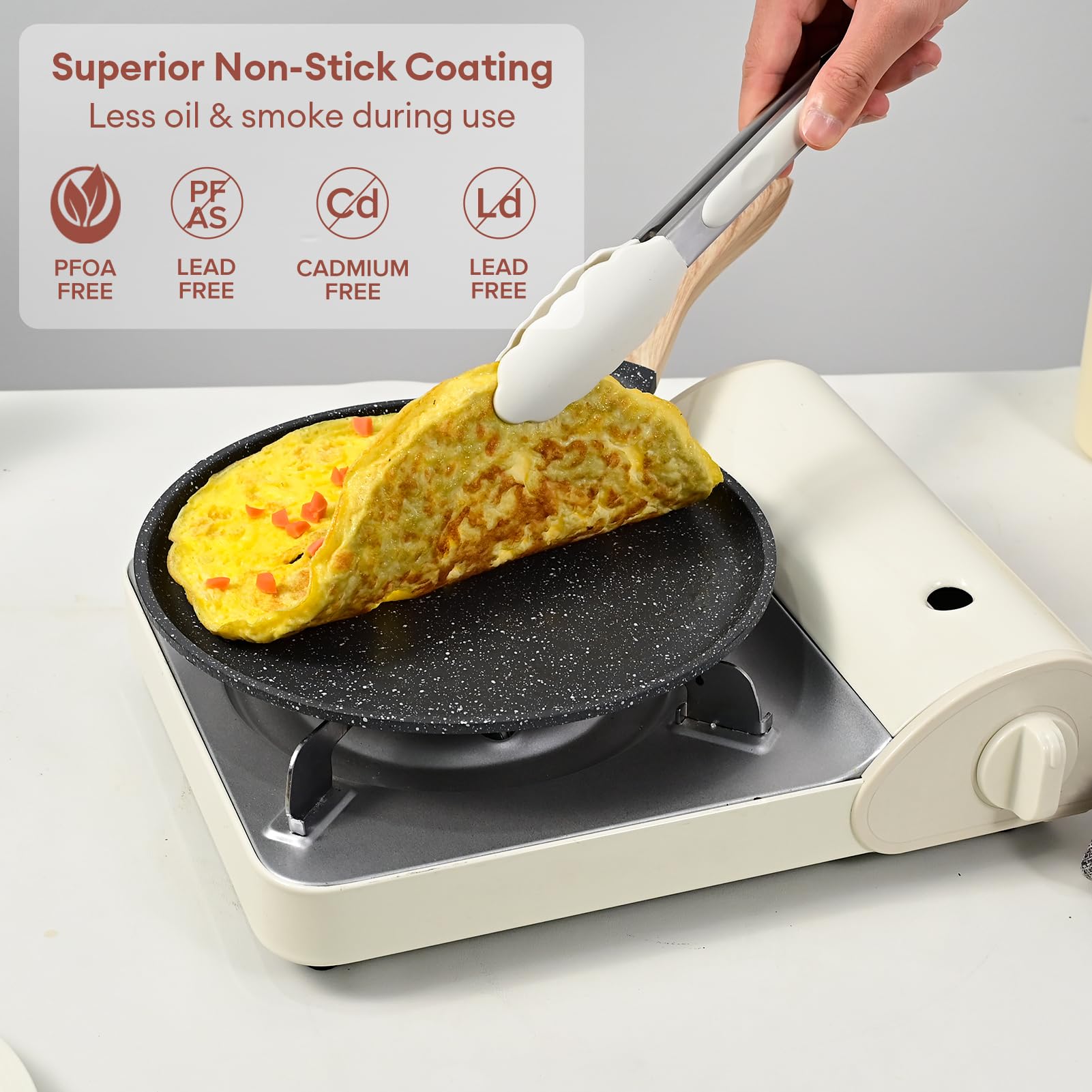 Jeetee Crepe Pan Nonstick, 11 Inch Comales Para Tortillas Griddle Pan For Stove Top, Granite Coating Flat Pancake Pan Dosa Tawa,