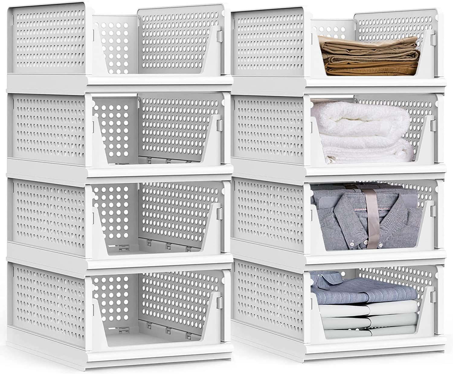 Jeyang Stackable & Foldable Wardrobe Clothes Organizer  Multipurpose Plastic Closet Storage Cupboard For Kitchen & Bathroom (Pa