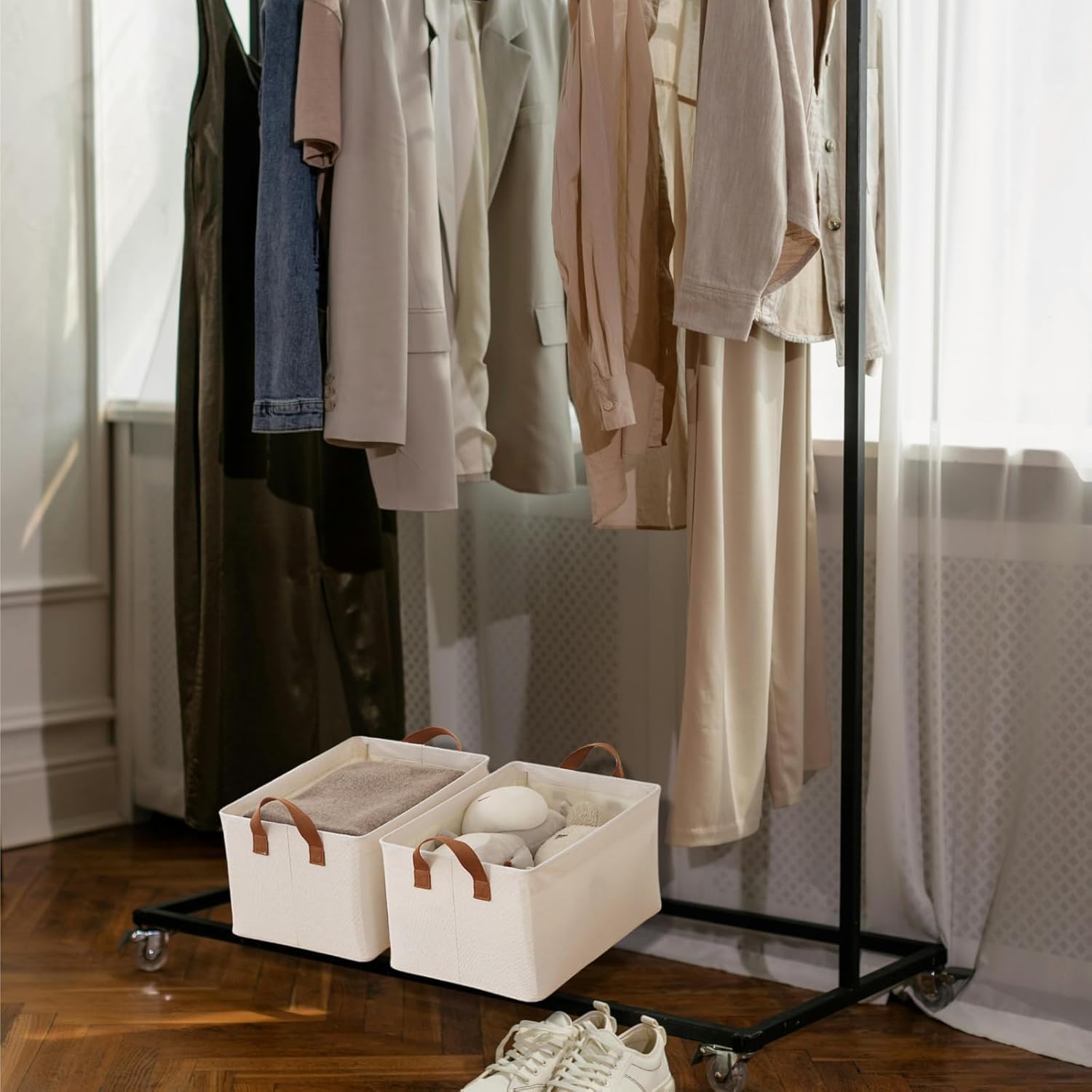 Renva 6Pcs Collapsible Fabric Storage Cubes Organizer With Handles Foldable Storage Baskets For Organizing Toys, Books, Shelves,