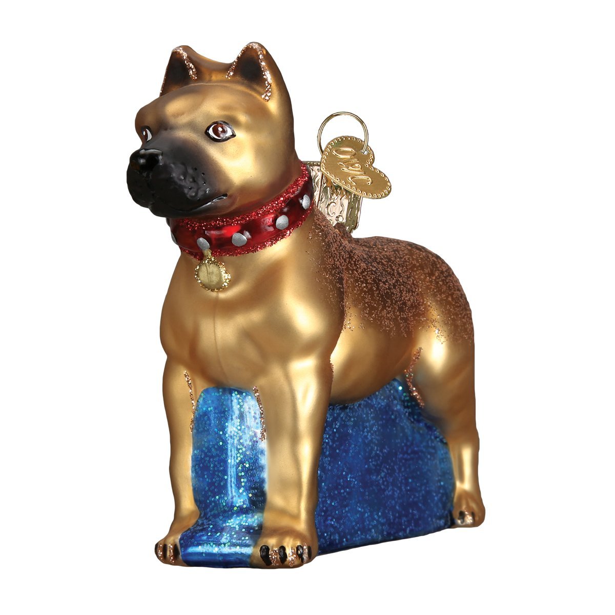 Old World Christmas Ornaments: Staffordshire Terrier Glass Blown Ornaments for Christmas Tree
