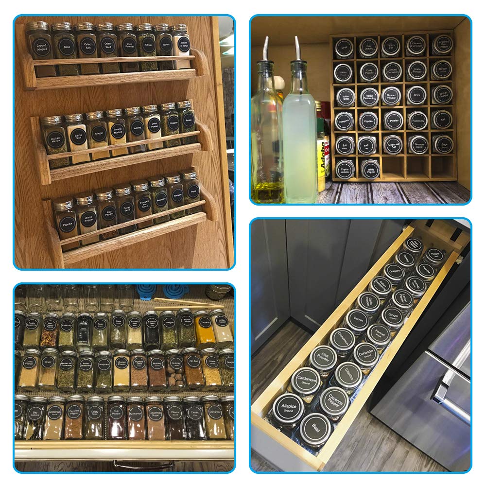 Aozita 24 Pcs Glass Spice Jars With Labels - 4Oz Empty Square Spice Bottles Containers, Condiment Pot, Shaker Lids And Airtight