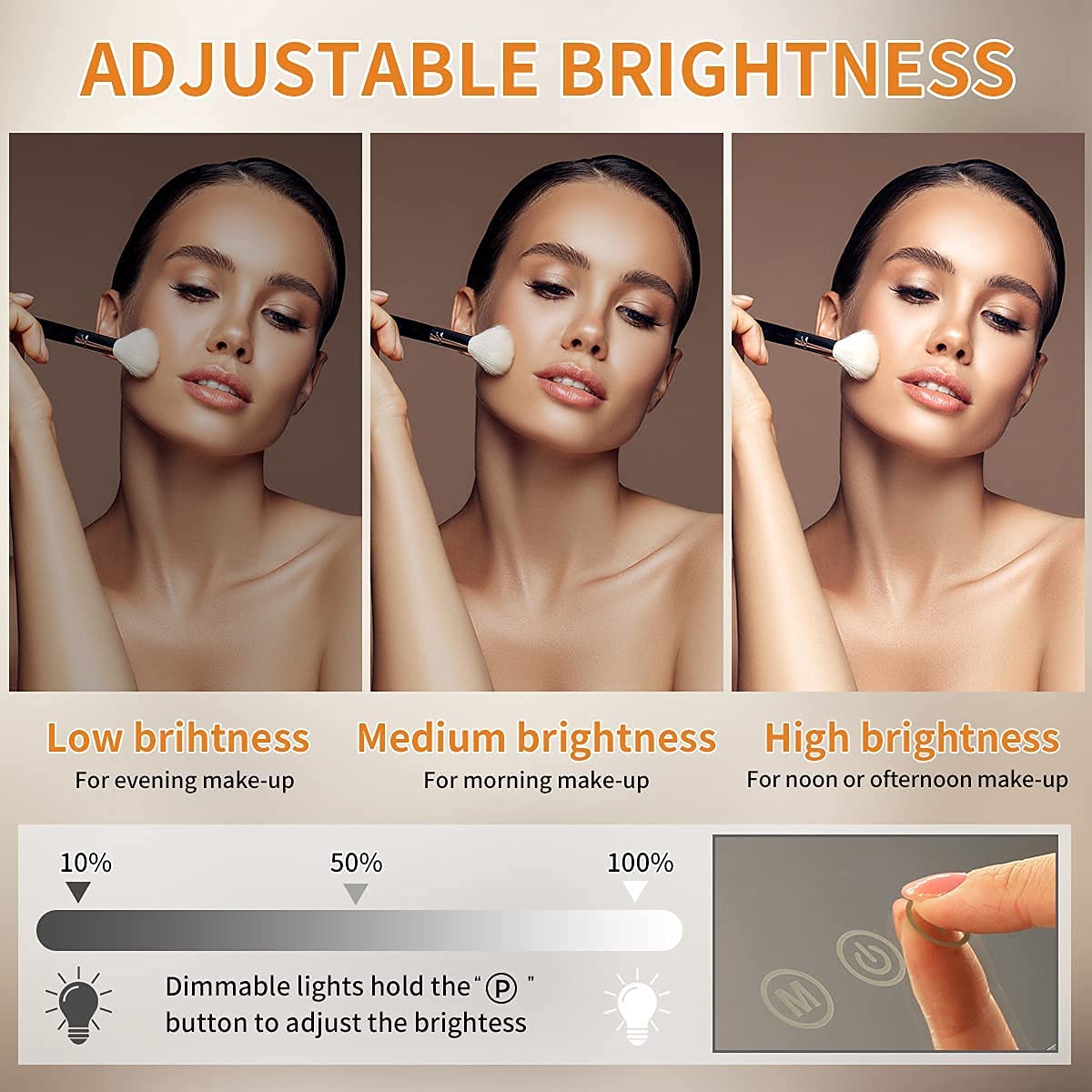 Hansong Vanity Mirror with Lights Hollywood Makeup Mirror with 14 Dimmable LED Bulbs for Bedroom Hollywood Mirror with Smart Tou