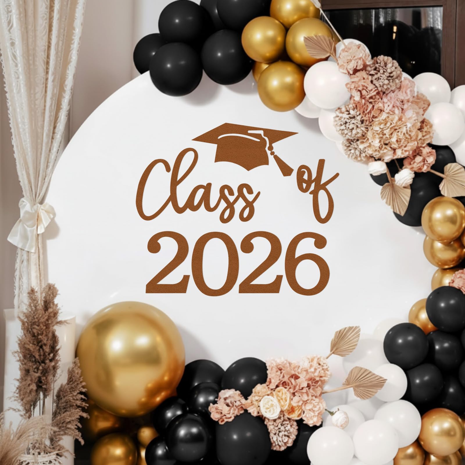 Mindsoft Brown Felt Class of 2026 Sticker Sign for Backdrop Graduation Decor for Party Congrats Grad Class of 2026 Event Letter 