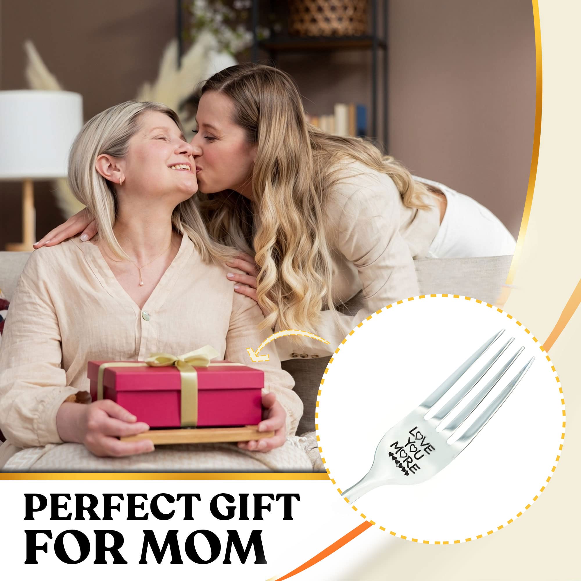 Vickhu I Love You Gifts For Boyfriend Girlfriend Dad Mom,Love You More Funny Engraved Forks,Mothers Day/Fathers Day/Christmas Gi