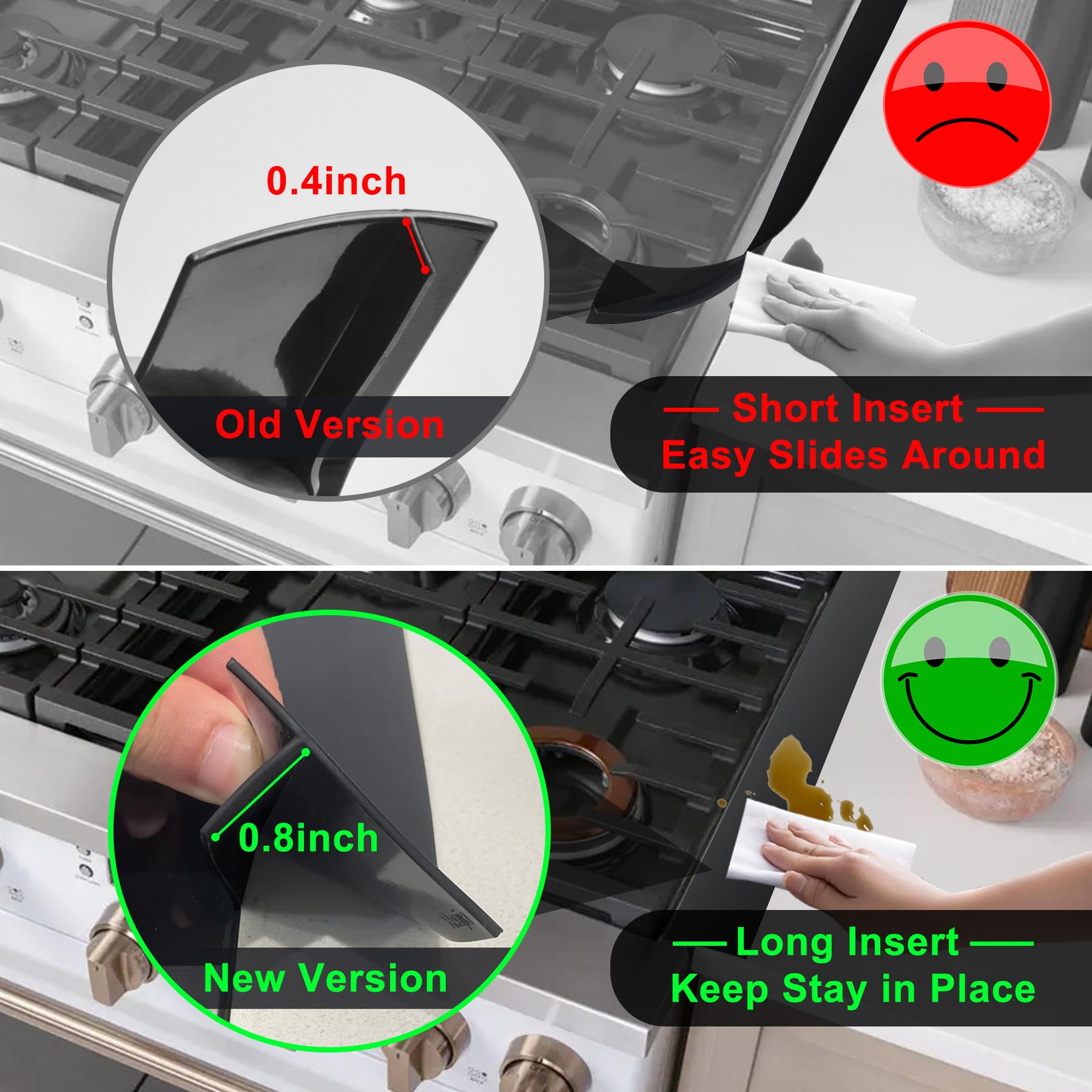 Silicone Stove Counter Gap Cover / Filler By Kindga 25'' Long, Sealing Spills Between Kitchen Appliances Washing Machine And Sto