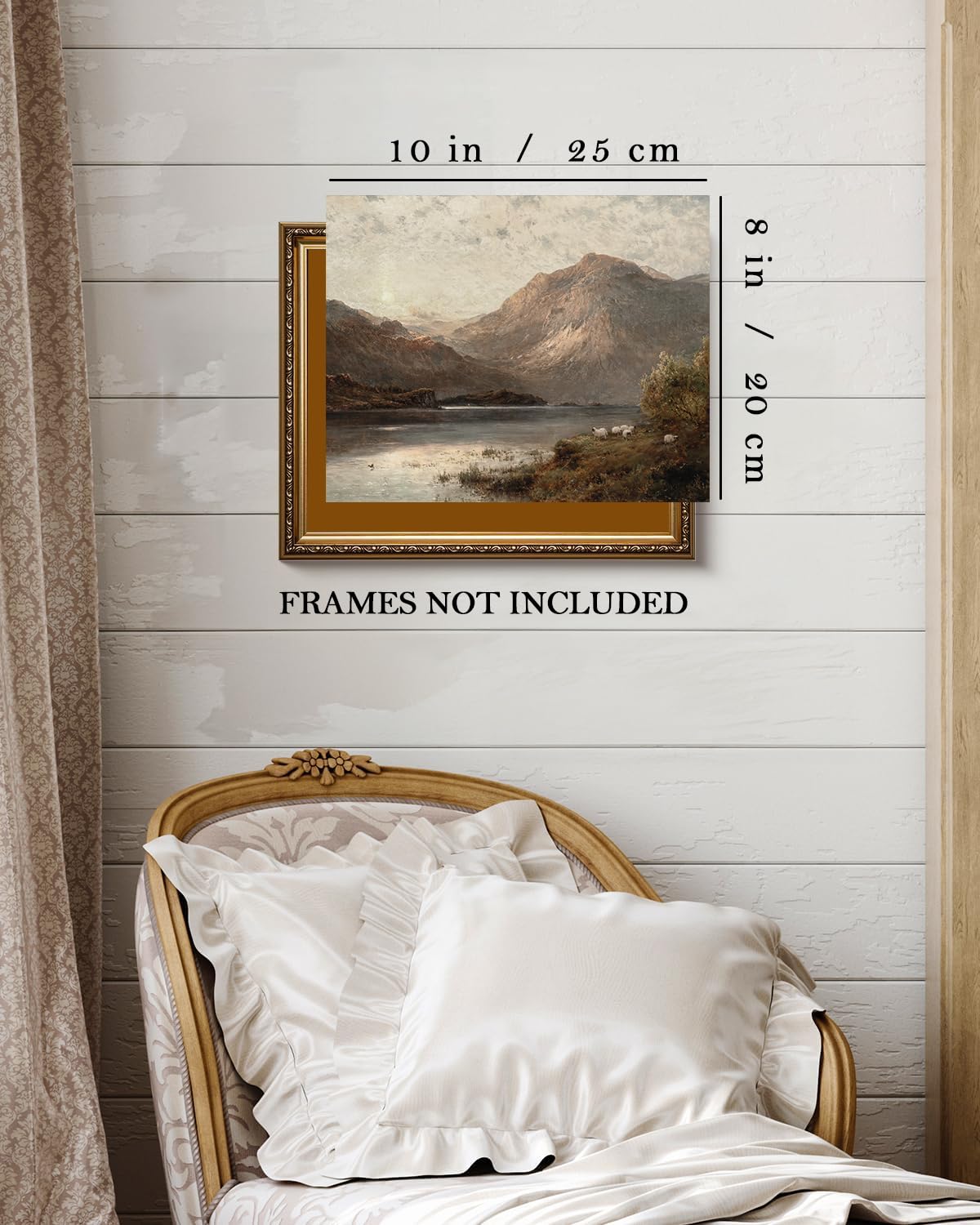 Kizbok Vintage Landscape Wall Art, Vintage Art Prints For Wall Decor Scotland Highland Mountain Sheep Lake Canvas Painting Pictu
