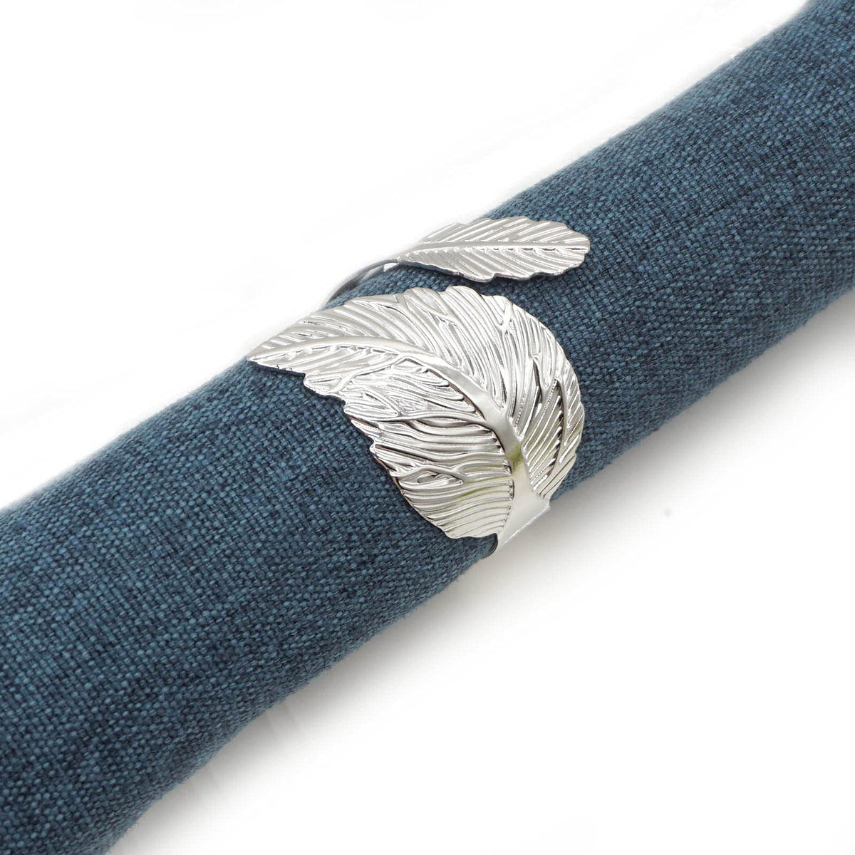 Utalek Silver Leaf Napkin Rings Set Of 6, Leaves Napkin Rings For Table Setting, Metal Leaf Napkin Holder Rings For Holiday Part