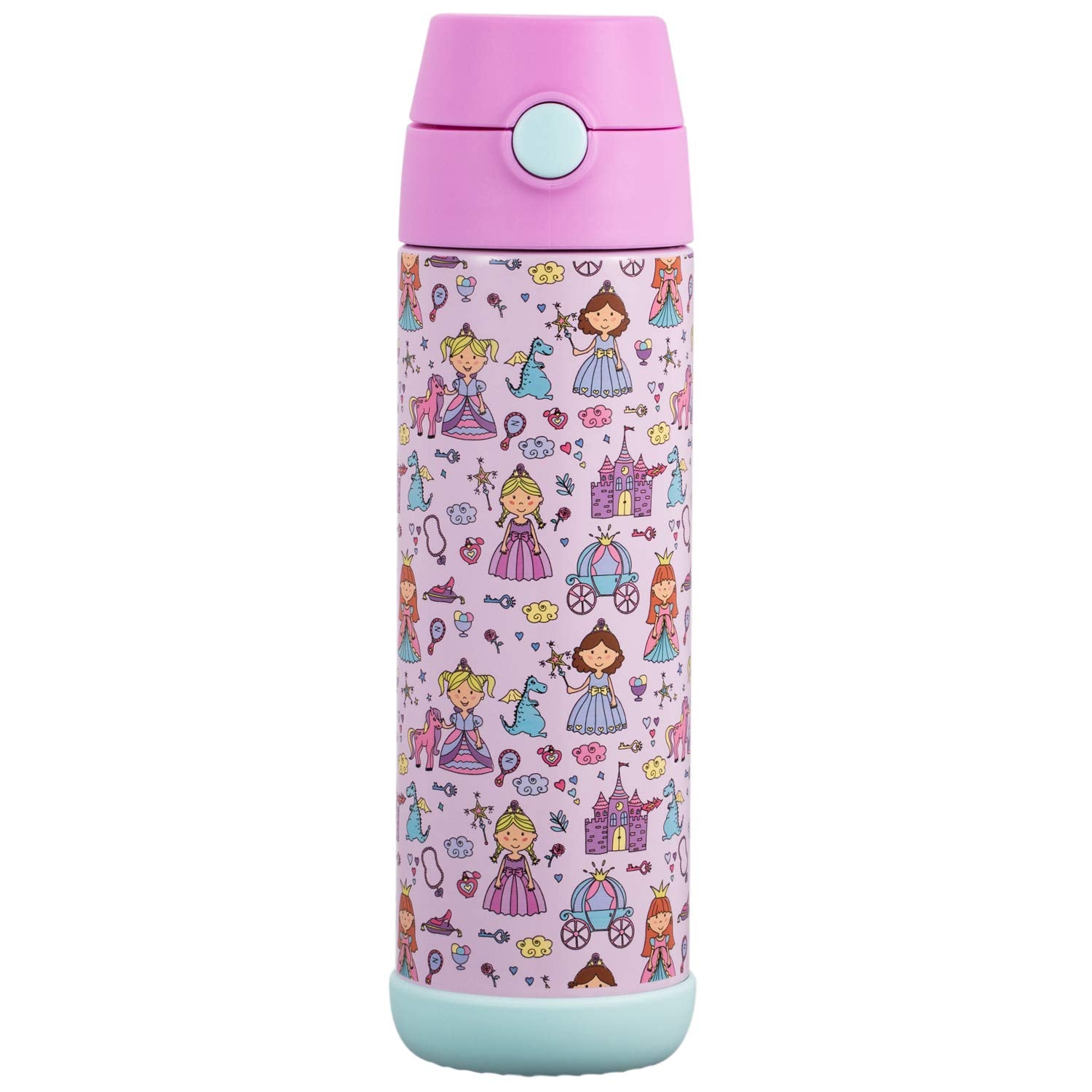 Snug Kids Water Bottle - insulated stainless steel thermos with straw (girlsBoys) - Princess  17oz