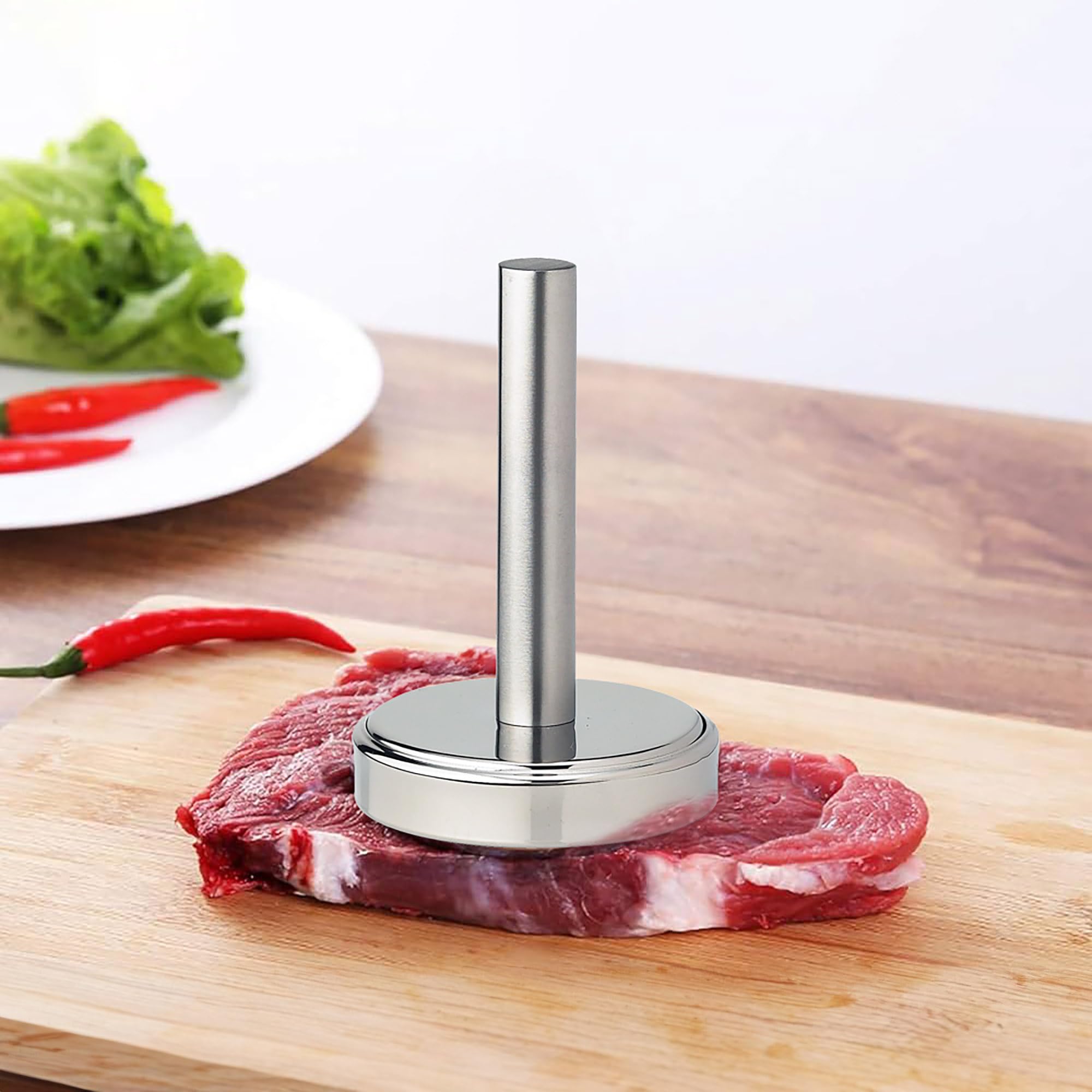 Fante's Stainless Steel Meat Pounder, 5-Inch Tall, 3.25-Inch Surface, Metallic Finish, Model 42151