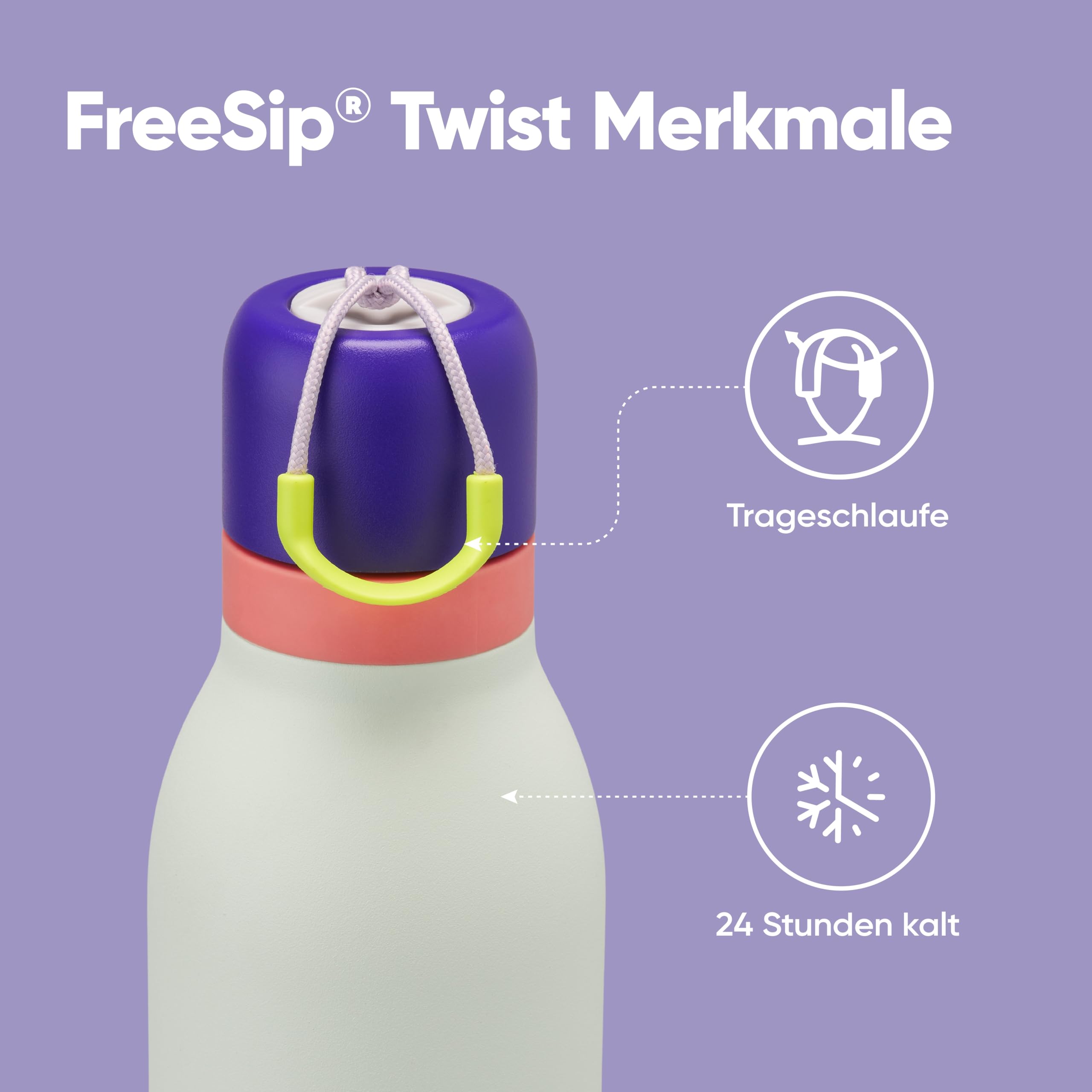 Owala FreeSip Twist Insulated Stainless Steel Water Bottle with Straw for Sports and Travel, BPA-Free, 24-oz, Purple/Green (Mint