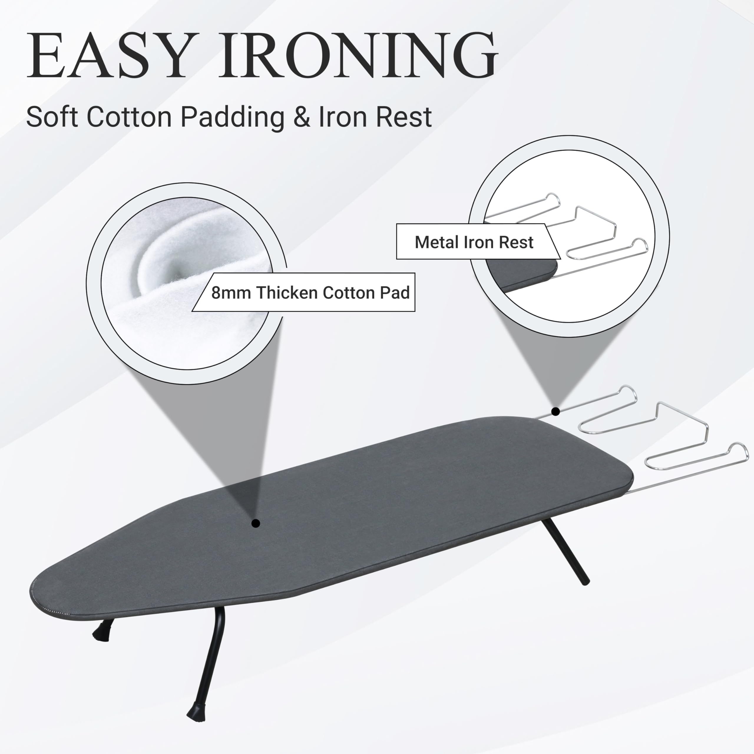Zoes Homeware Metal Mesh Panel Tabletop Ironing Board | Foldable Iron Board | Heavy Duty Small Iron Board With Heat Resistant Co