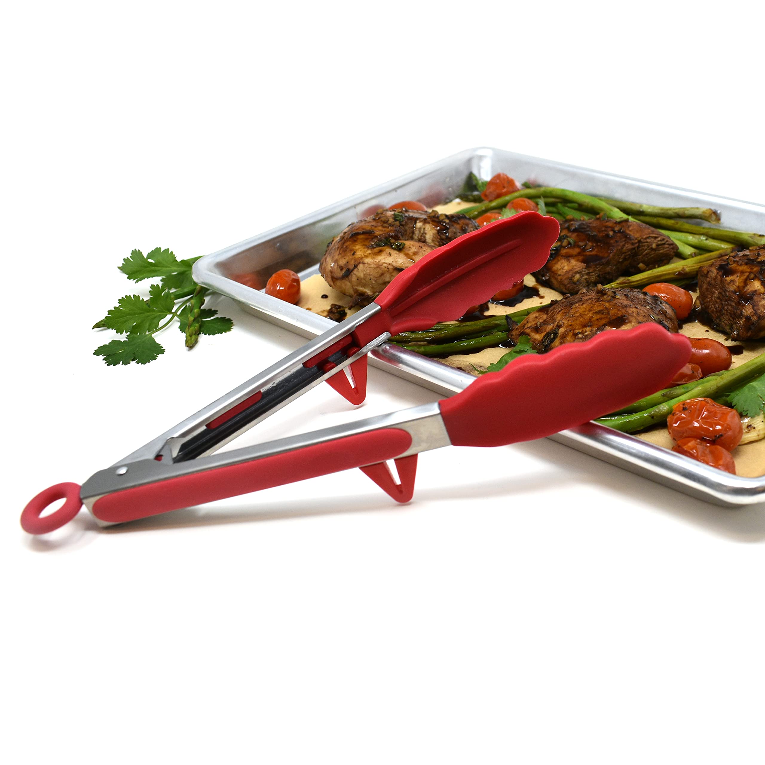 Norpro, Red 9-Inch Grip Ez Stainless And Nylon Tongs, 9 Inch