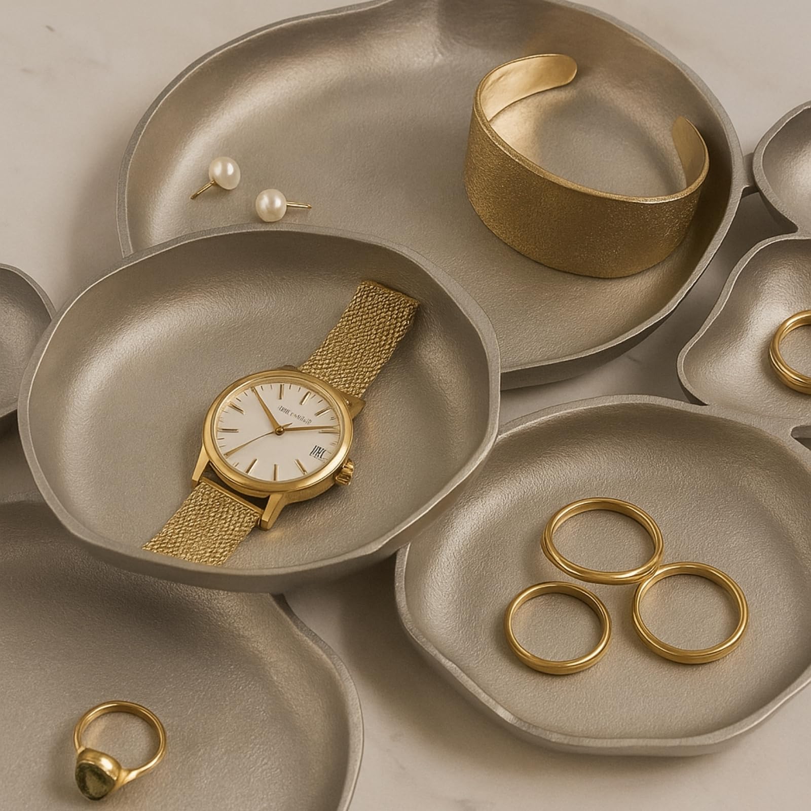 Cluster Decorative Bowls, Bright Silver Brass - Decoration