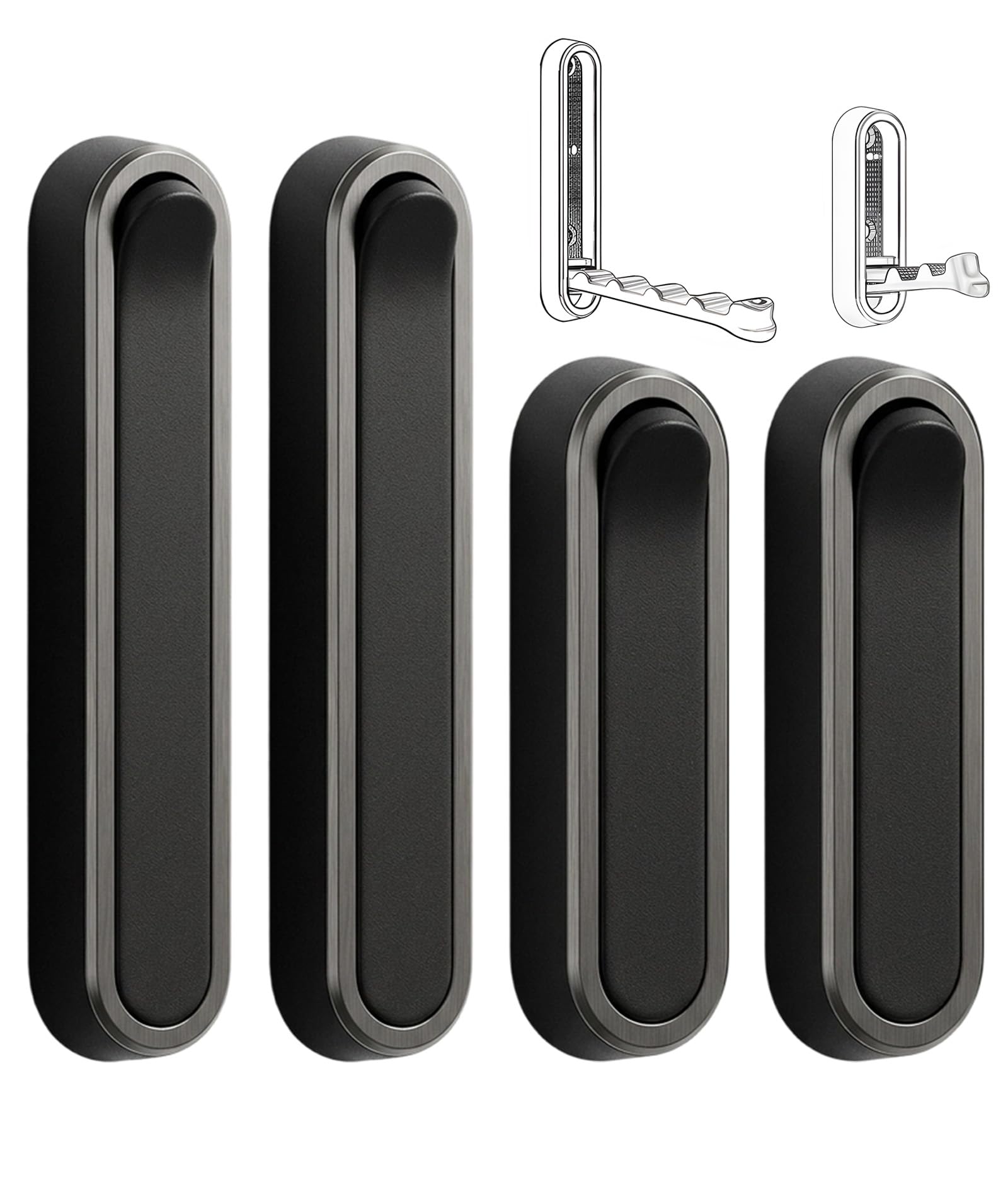 4Pcs Cloth Hanger For Wall | Foldable Hanger Wall Hooks, Black Coat Hooks For Closet, Door & Bathroom | Heavy Duty Folding Hange