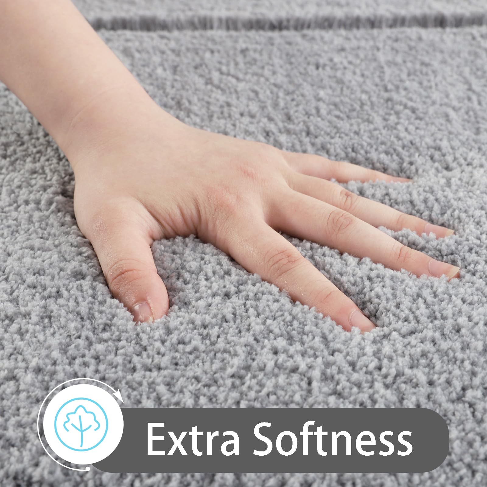 Homore Luminous Grey Bathroom Rugs,48X24 Inch Non Slip Bathroom Runner Rug, Extra Soft Long Bath Rug, Absorbent Thick Microfiber