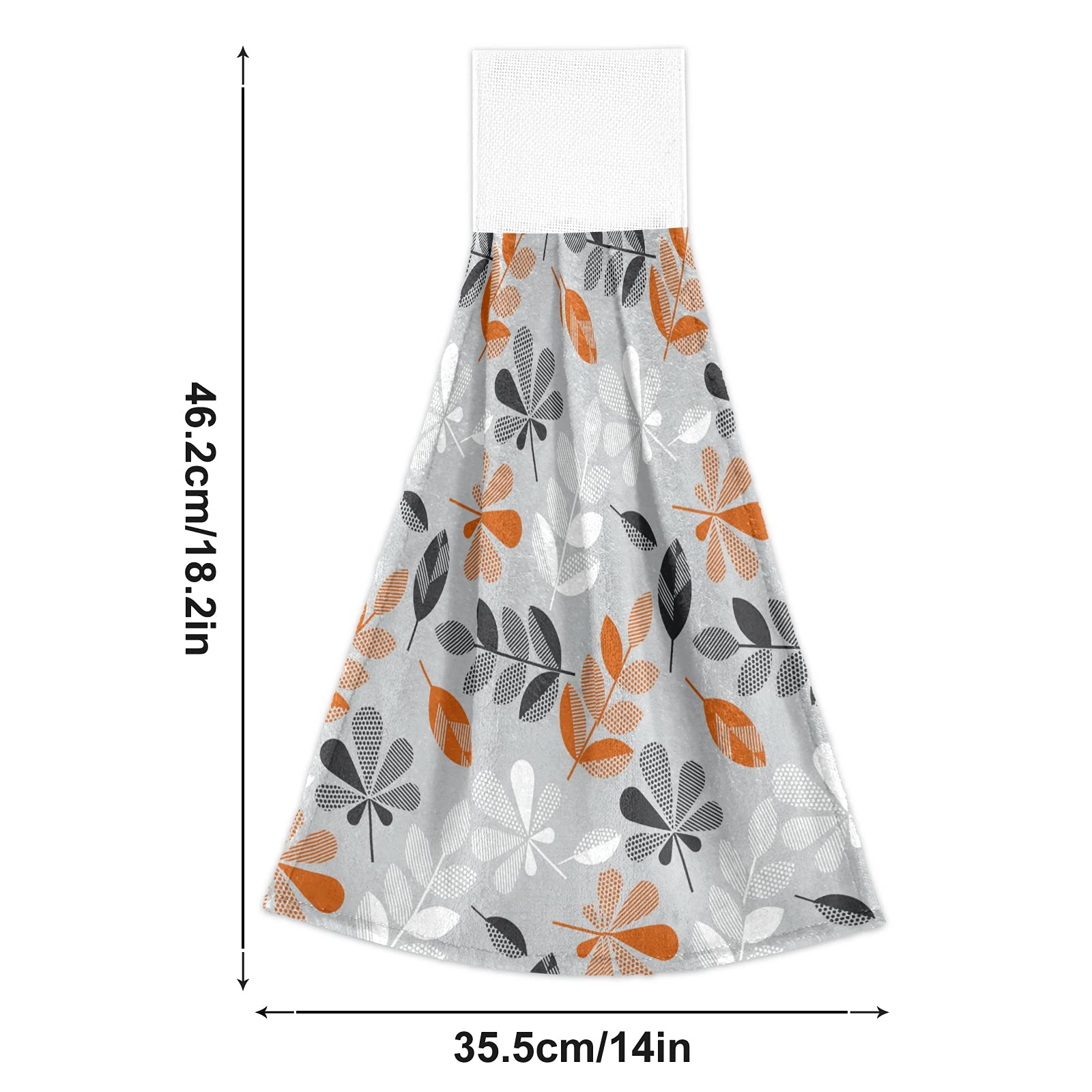 Boccsty Gold Black Gray Leaves Hanging Kitchen Towels 2 Pieces Succulent Pattern Branches Dish Towels Hand Towel Tea Bar Towels for Bathroom Home Decor