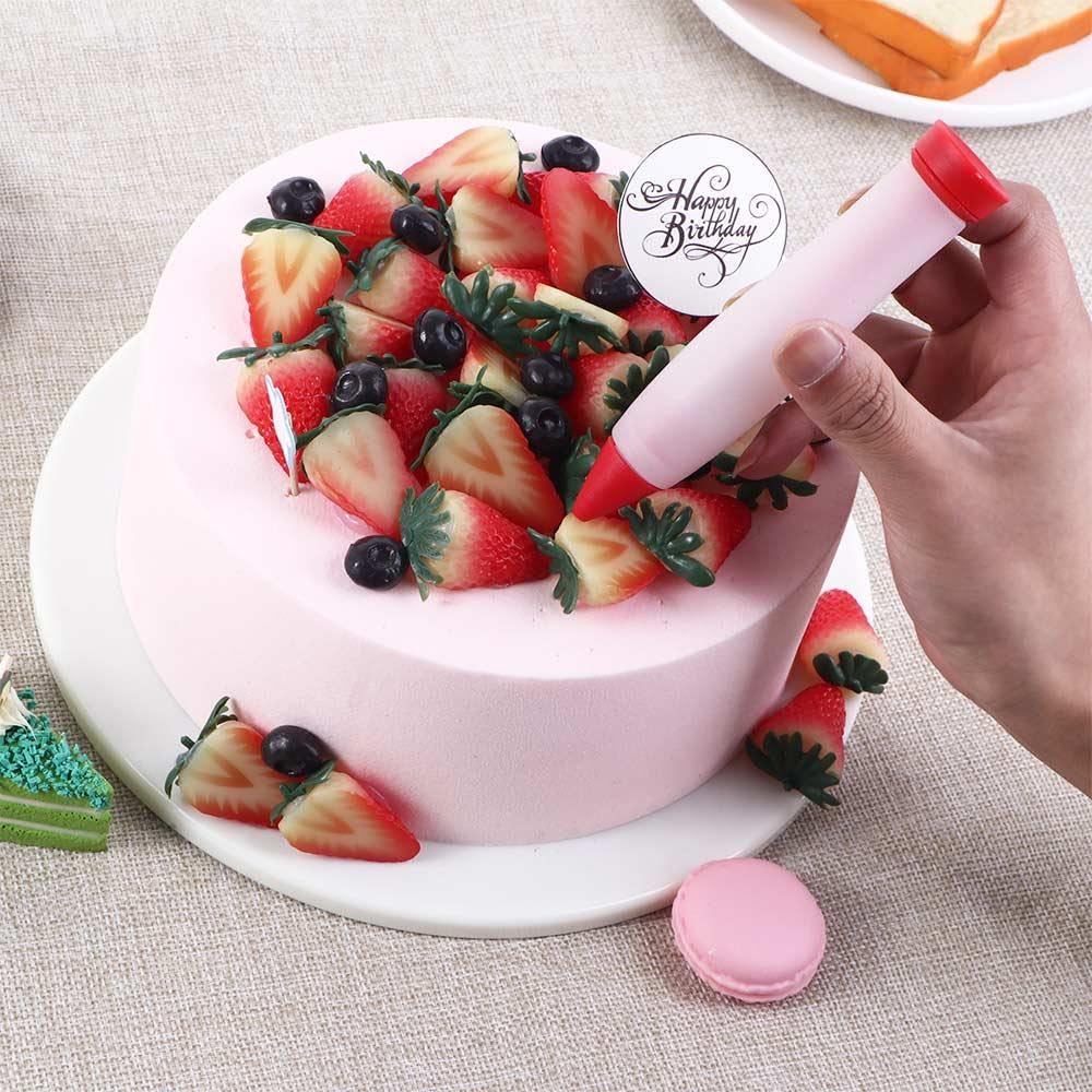 Cake Icing Pen 4Pcs Reusable Silicone Food Writing Pen Cookie Piping Nozzles Milking Grease Pen Cake Chocolate Decor Tools Diy K
