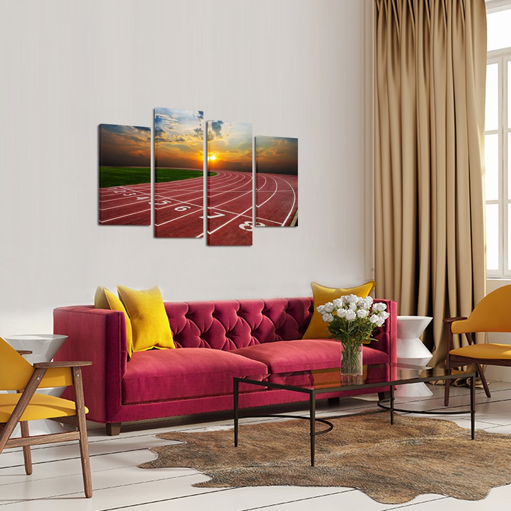 Sea Charm - Canvas Print Wall Art Painting Running Track With Nice Sunrise Scenic Canvas Picture Wall Decor For Living Room Home