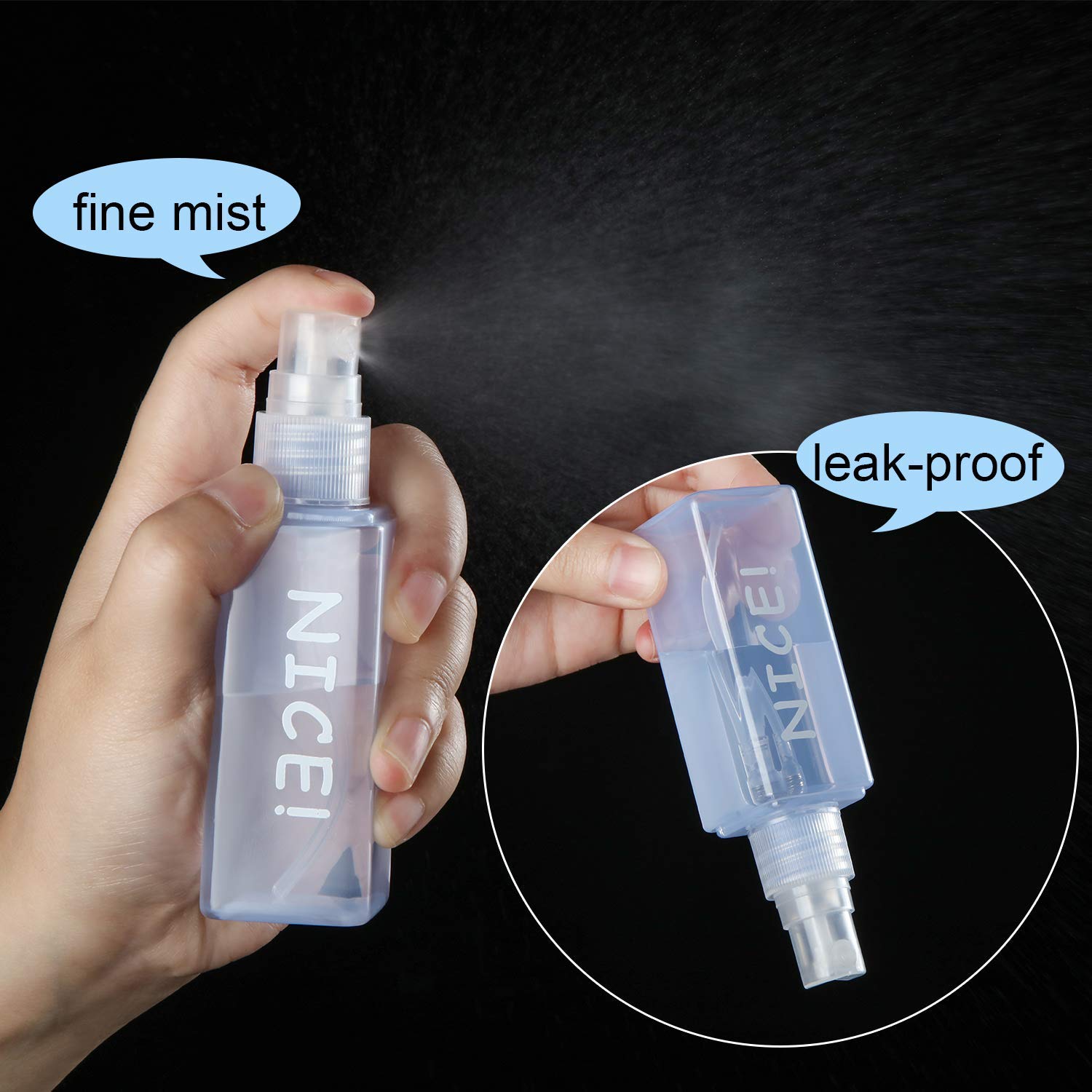Sinide Spray Bottles 50 Ml, 1.7 Oz Empty Fine Mist Plastic Mini Travel Bottle Set, Tsa Approved Refillable Containers Portable M