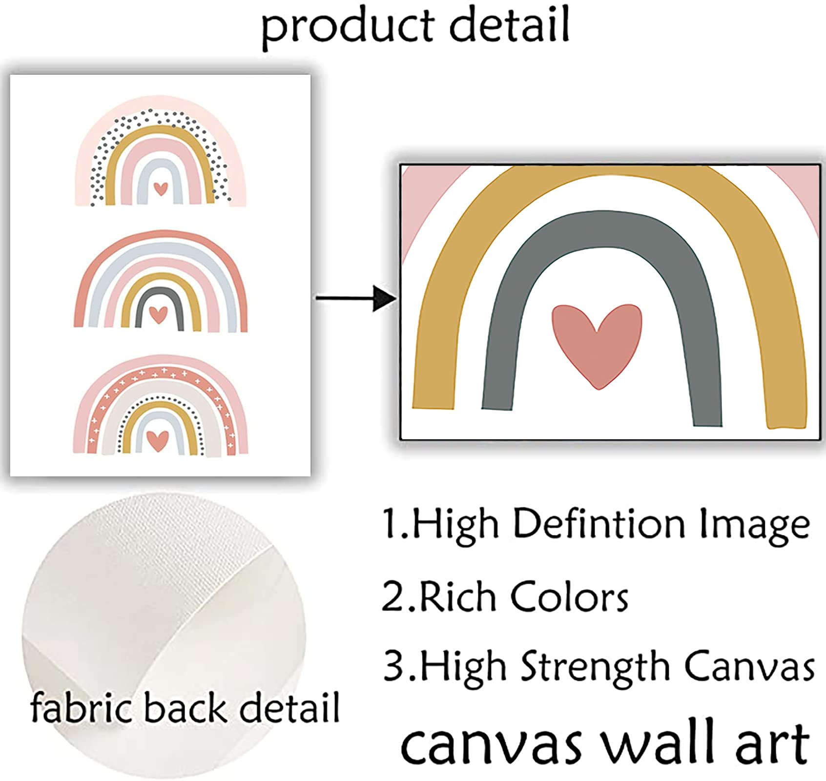 Yuwondess You Are My Sunhine Nursery Canvas Wall Art Sunshine Boho Poster Modern Themed Prints Pink Heart Rainbow Paintings For