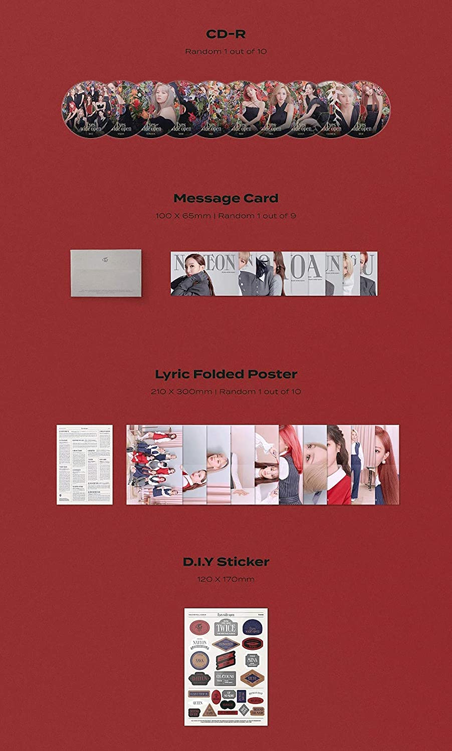 JYP TWICE - Eyes wide open (Vol.2) Album+Folded Poster+Extra Photocards Set (Retro ver.) JYPK1006
