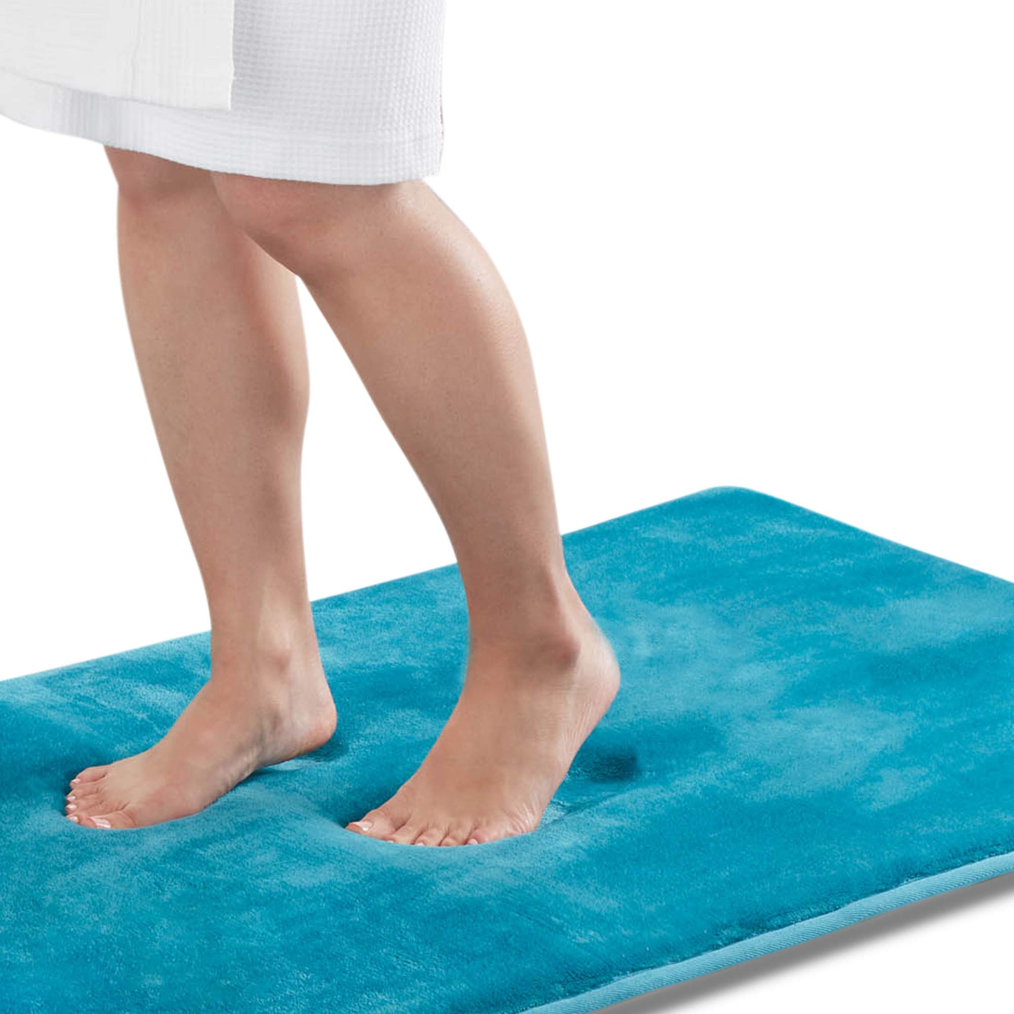 Genteele Bath Mats for Bathroom Non Slip - Caribbean Sea 17 '' x 24 '' Memory Foam Bathroom Rugs - Quick Dry Bath Mat