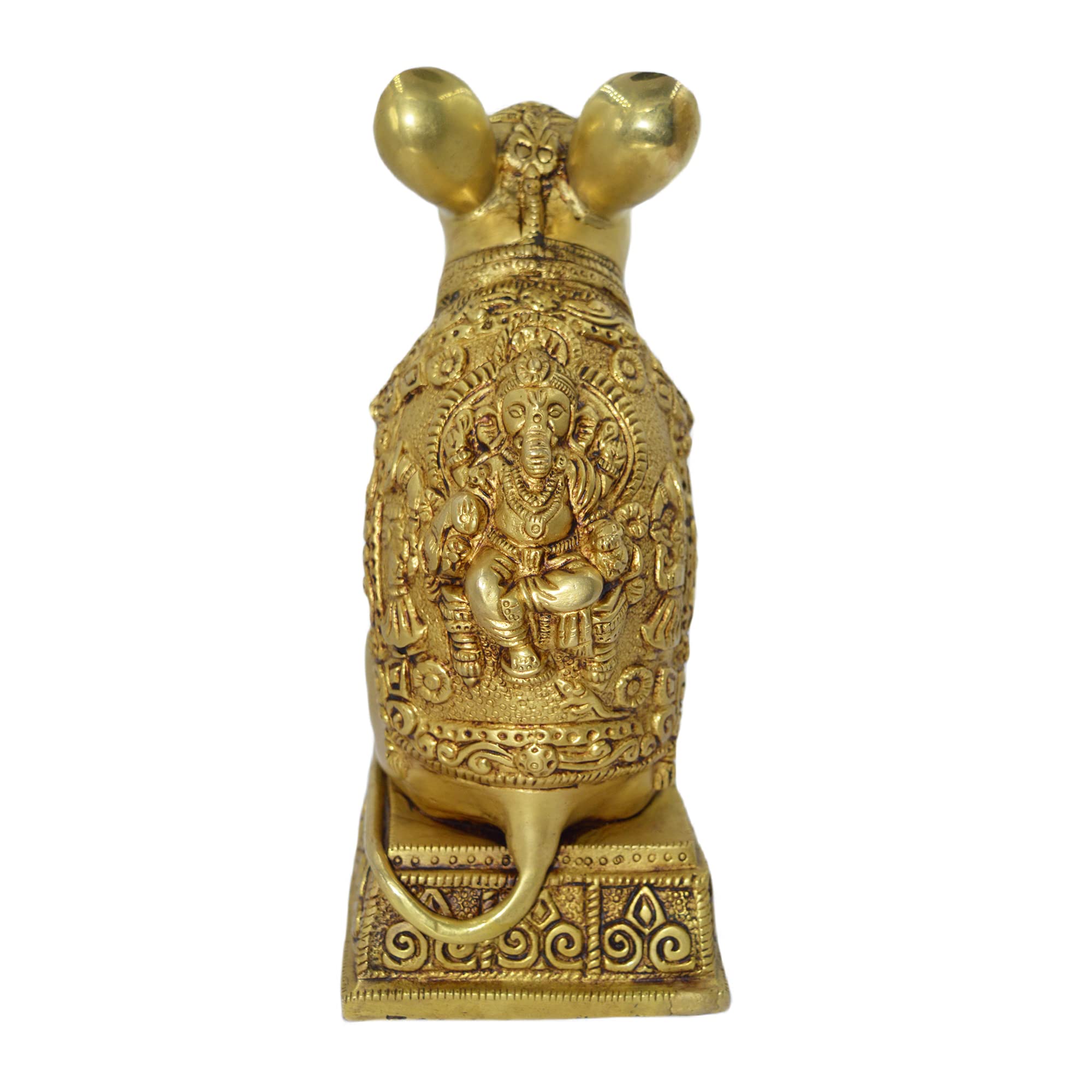 Kalarambh Brass Rat Ganesh / Ganesha / Ganpati Murti Idol Statue For Home Pooja Puja Mandir Decor Showpiece Gift Items Collectib