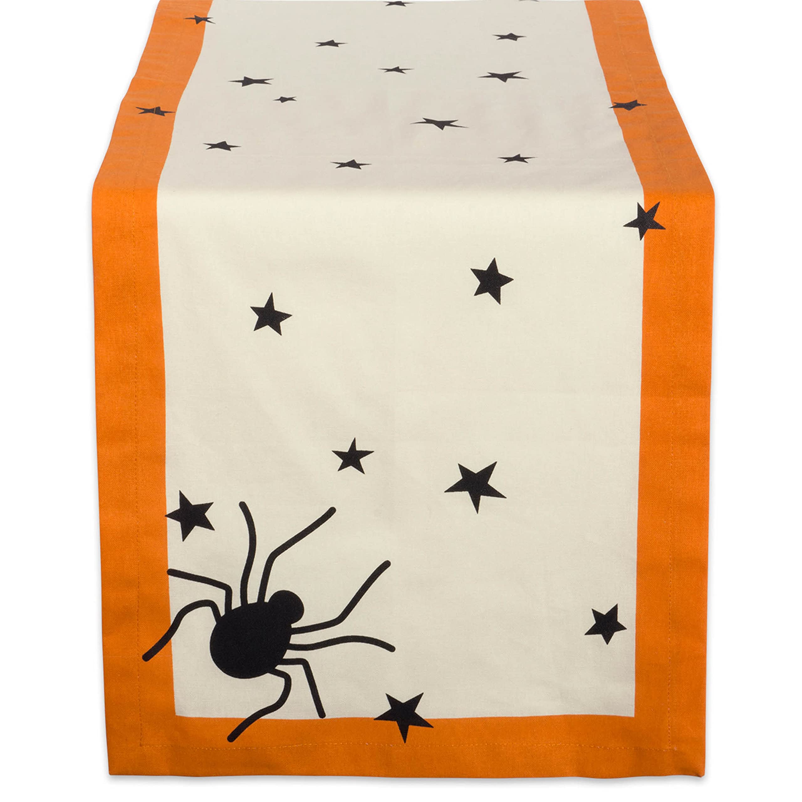 Dii Halloween Tabletop Collection Bold Black Stars/Spooky Spider With Orange Border On Off-White Natural Background, Machine Was
