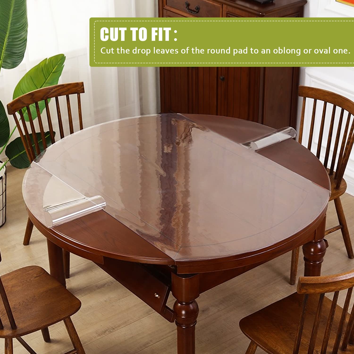 Ostepdecor Clear Round Table Protector 39 Inch 2Mm Thick, Clear Round Table Cover Protector, Plastic Waterproof Pvc Tablecloth,