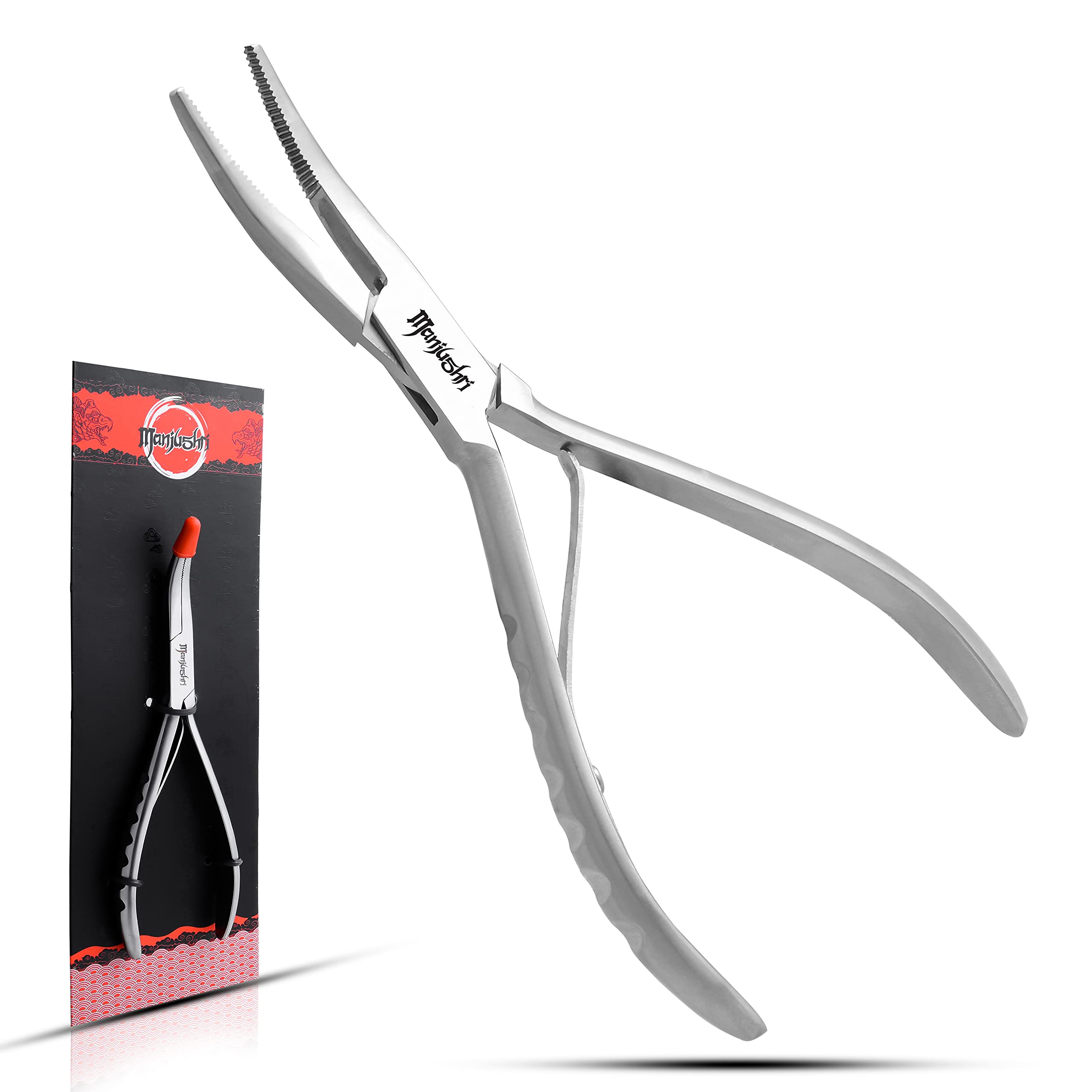 Manjushri Precision 6 Inches Bent Needlepoint Fish Pin Bone Pliers Tweezers for Removing, Plucking and Pulling Pin Bones Kitchen