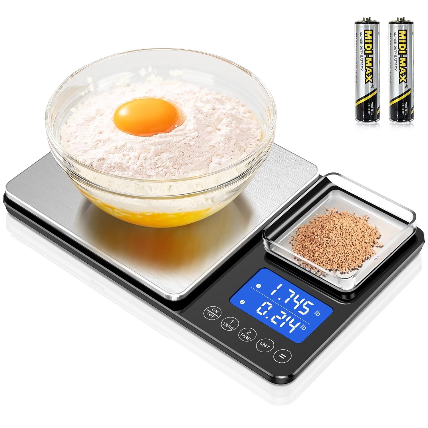 KUAIVO 0.001oz/33lbs Dual Platform Food Kitchen Scales Digital Weight Grams and Ounces, Two Precisions Kitchen Scale for Sourdou