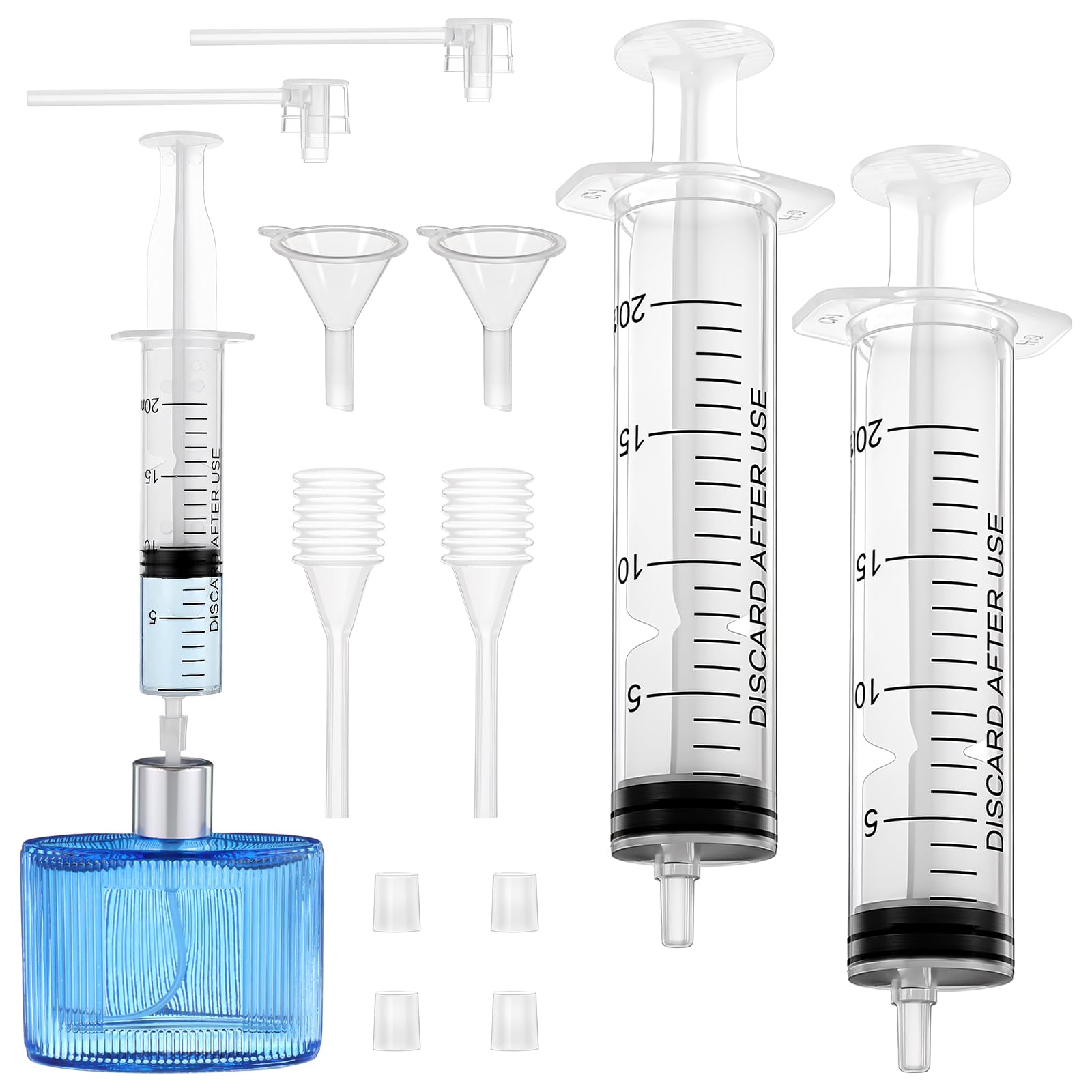 20ml Perfume Refill Pump Tools, 8 Pcs Plastic Perfume Dispenser Transfer Tools Kit Includes 2 Clear Pumps, 2 Droppers, 2 Funnel,