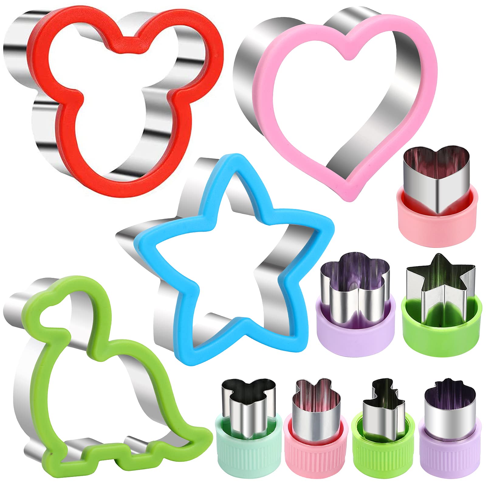 Sandwiches Cookie Cutter Set,Mouse & Dinosaur & Heart & Star Shapes Sandwich Cutters Cookie Cutters Vegetable Cutters-Food Grade