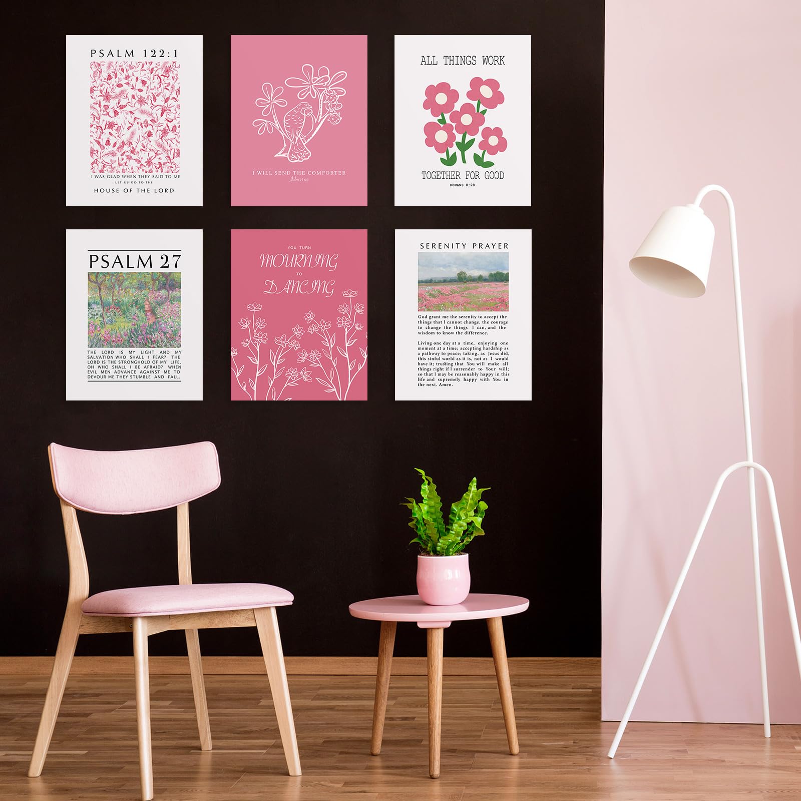 Habseligkeit Pink Flower Wall Art Prints, Retro Wall Decors For Room Aesthtic, Abstract Posters For Girls Bedroom Decor Aestheti