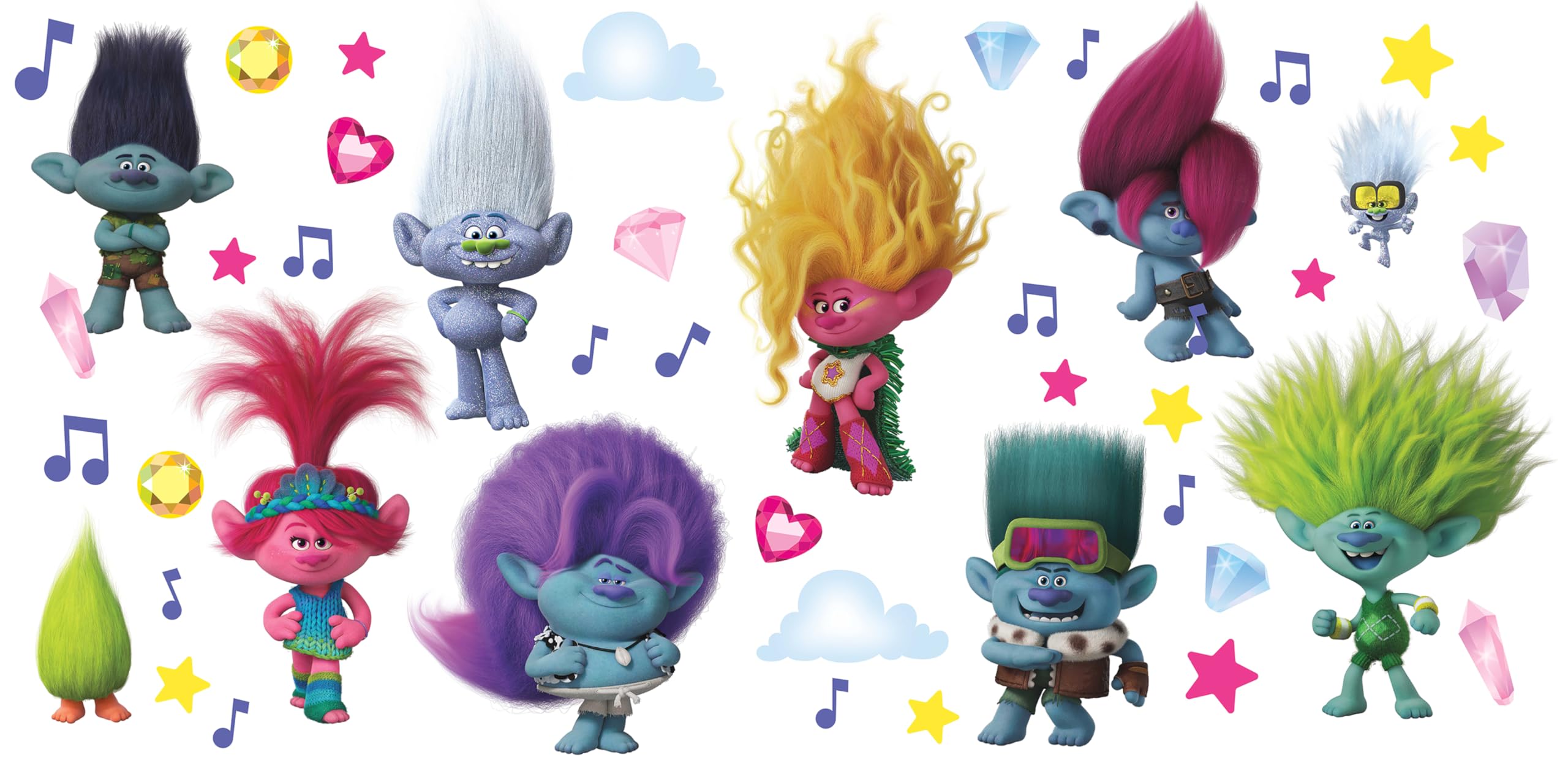 Dreamworks Trolls 3 Band Together With Glitter Wall Decal By Roommates, Rmk5435Scs
