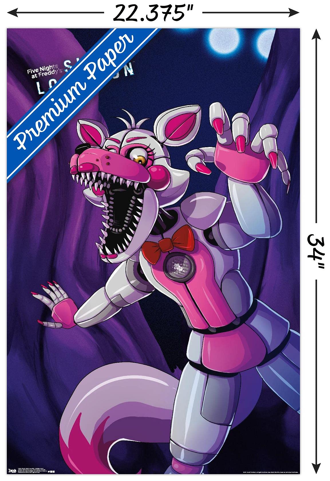 Trends International Five Nights At Freddy'S: Sister Location - Funtime Foxy Wall Poster, 22.375'' X 34'', Premium Poster & Moun