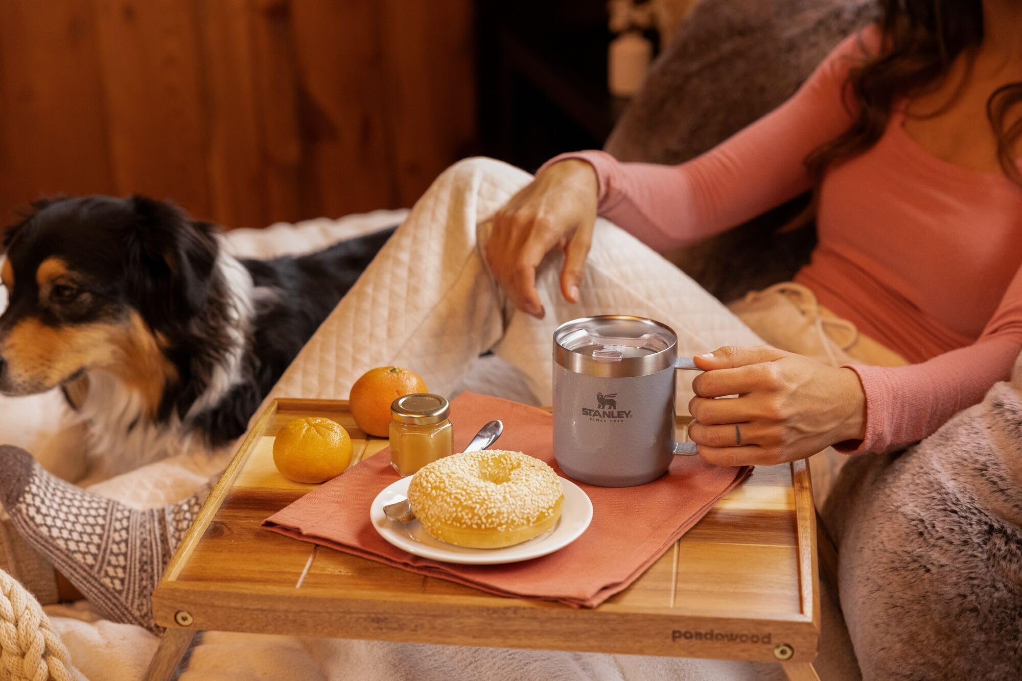 Stanley Stay Hot Camp Mug - Durable 18/8 Stainless Steel Insulated Mug - Splash-Free Tritan Drink-Thru Lid - 12 Oz - Tigerlily P