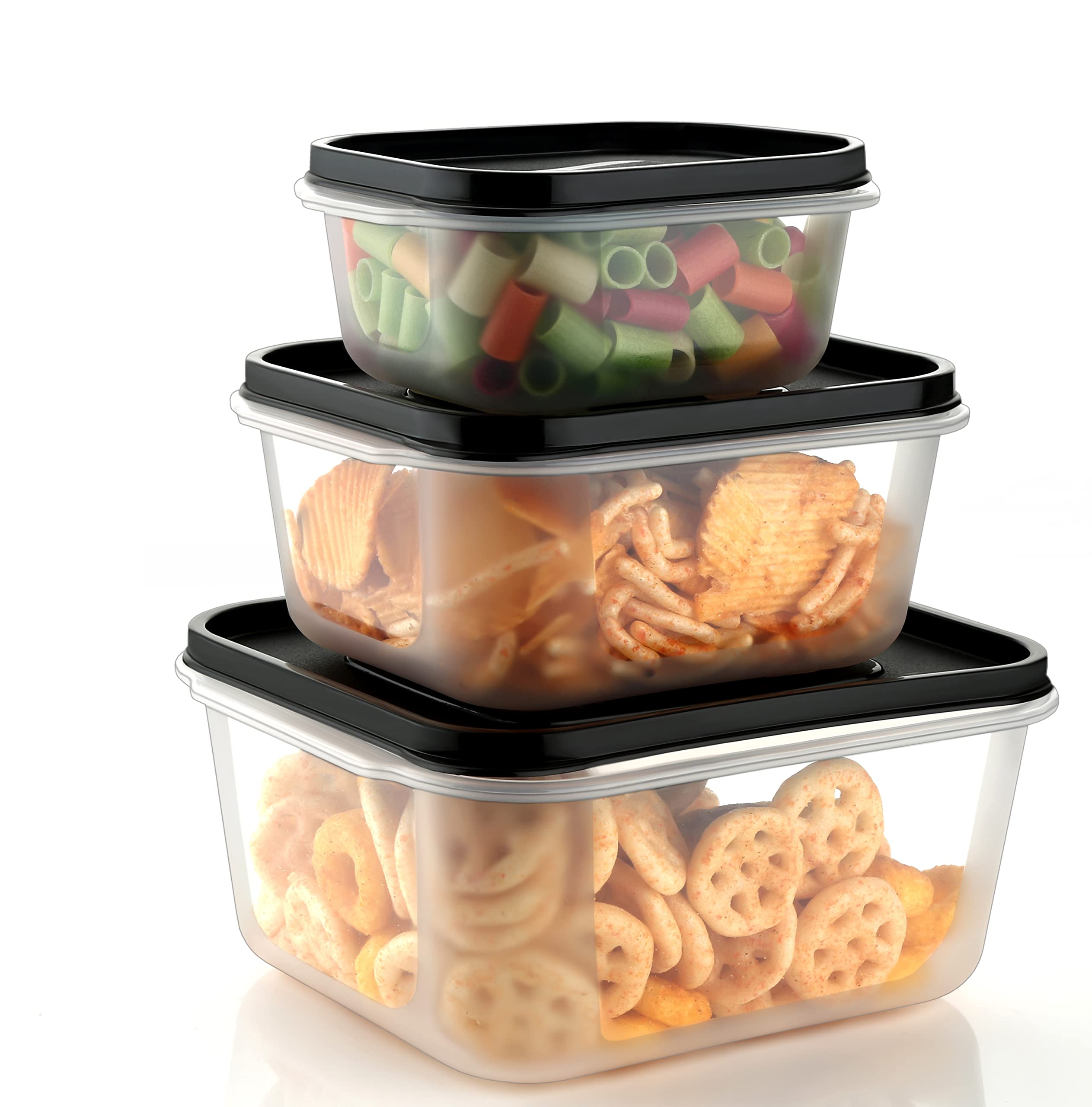Cloudhead Airtight Grocery Storage Container Set700 Ml, 1400 Ml, 2400 Ml (Black)
