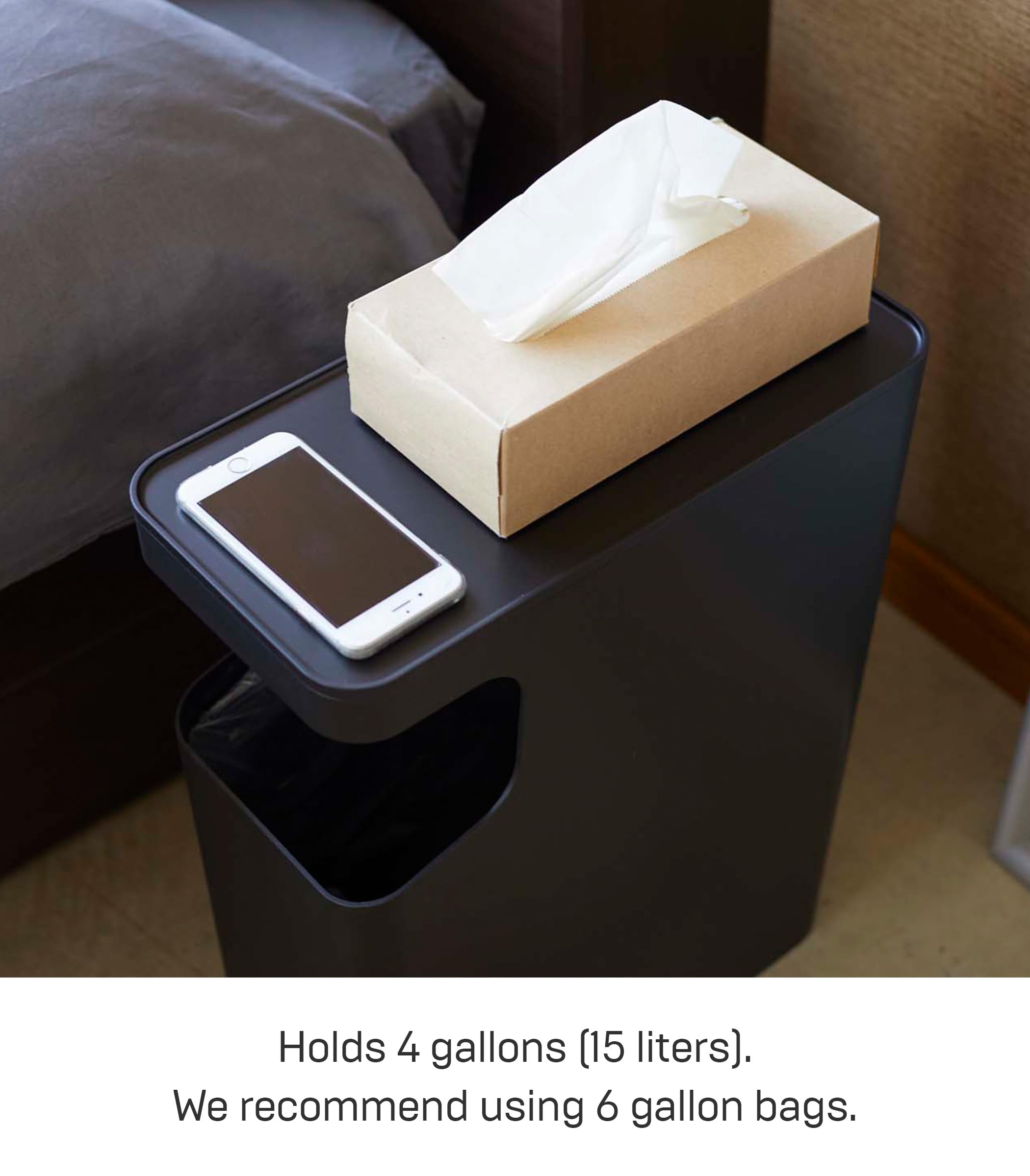 YAMAZAKI home Tower Side table and Trash can Black