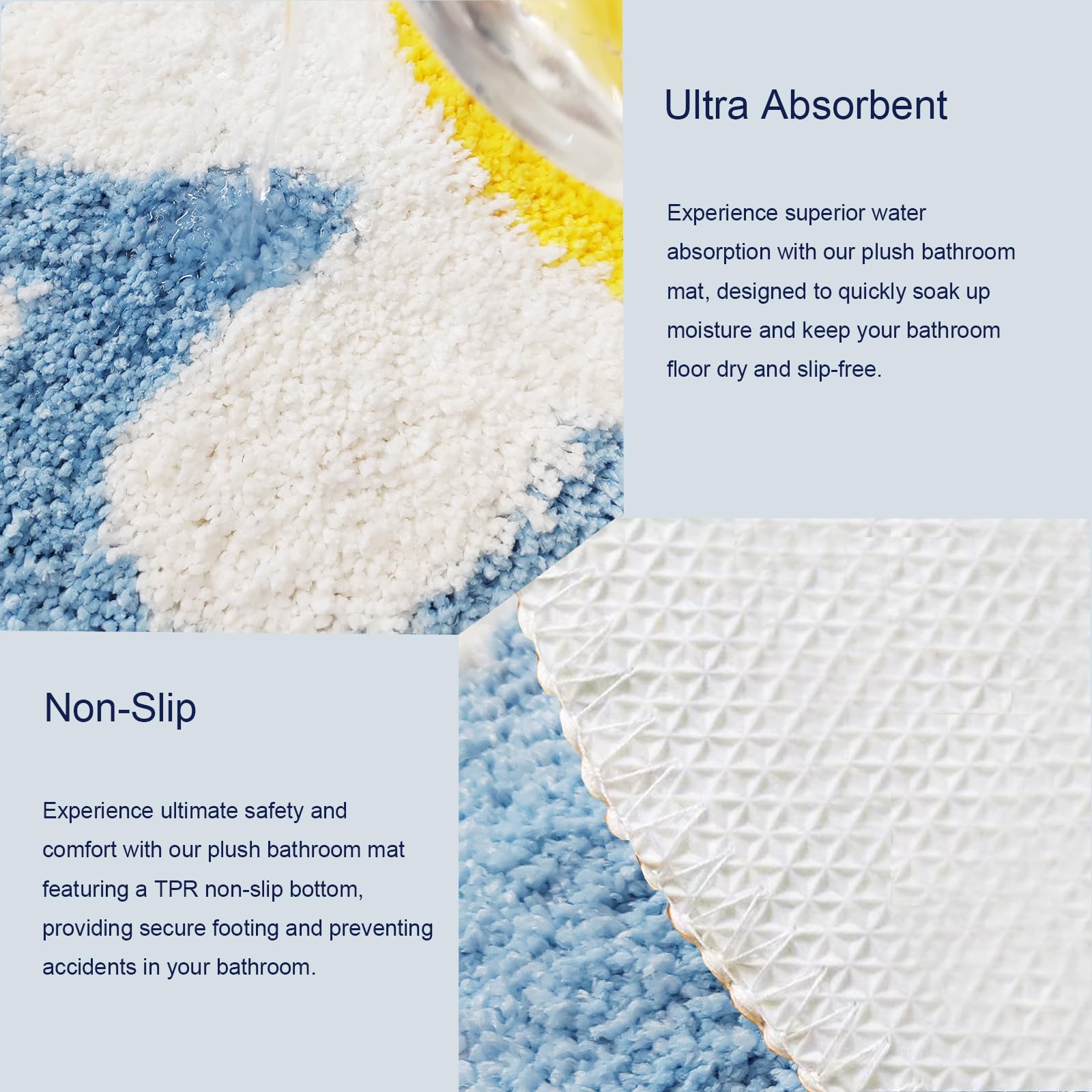 YRXRUS Flower Bath Mat, Blue Bathroom Rug, Beauty Bath Mats, Ultra Soft Microfiber Bath Rug, Machine Washable Flower Rug, Shower