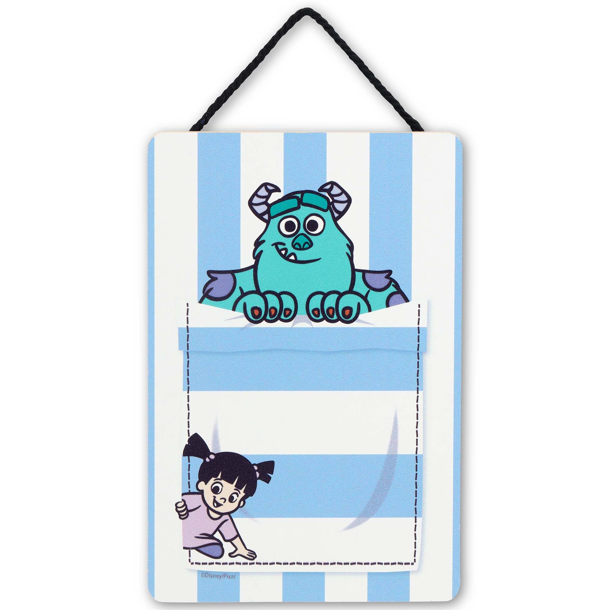 Disney Pixar Monsters, Inc. Sully Pocket Hanging Wood Wall Decor - Adorable Sully and Boo Sign for Home