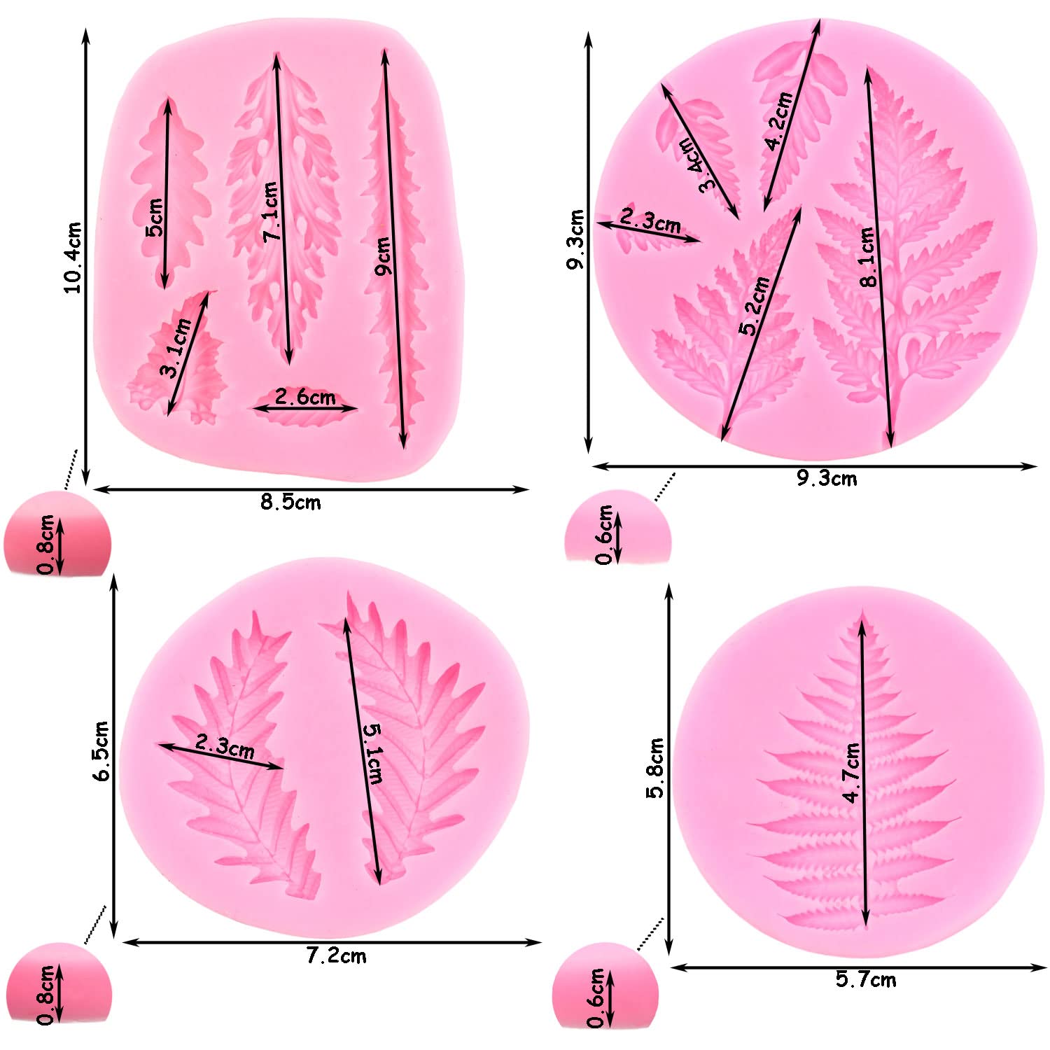Zixiang Tree Leaf Silicone Mold Fern Leaves Fondant Molds For Cake Decoration Cupcake Topper Chocolate Candy Resin Polymer Clay