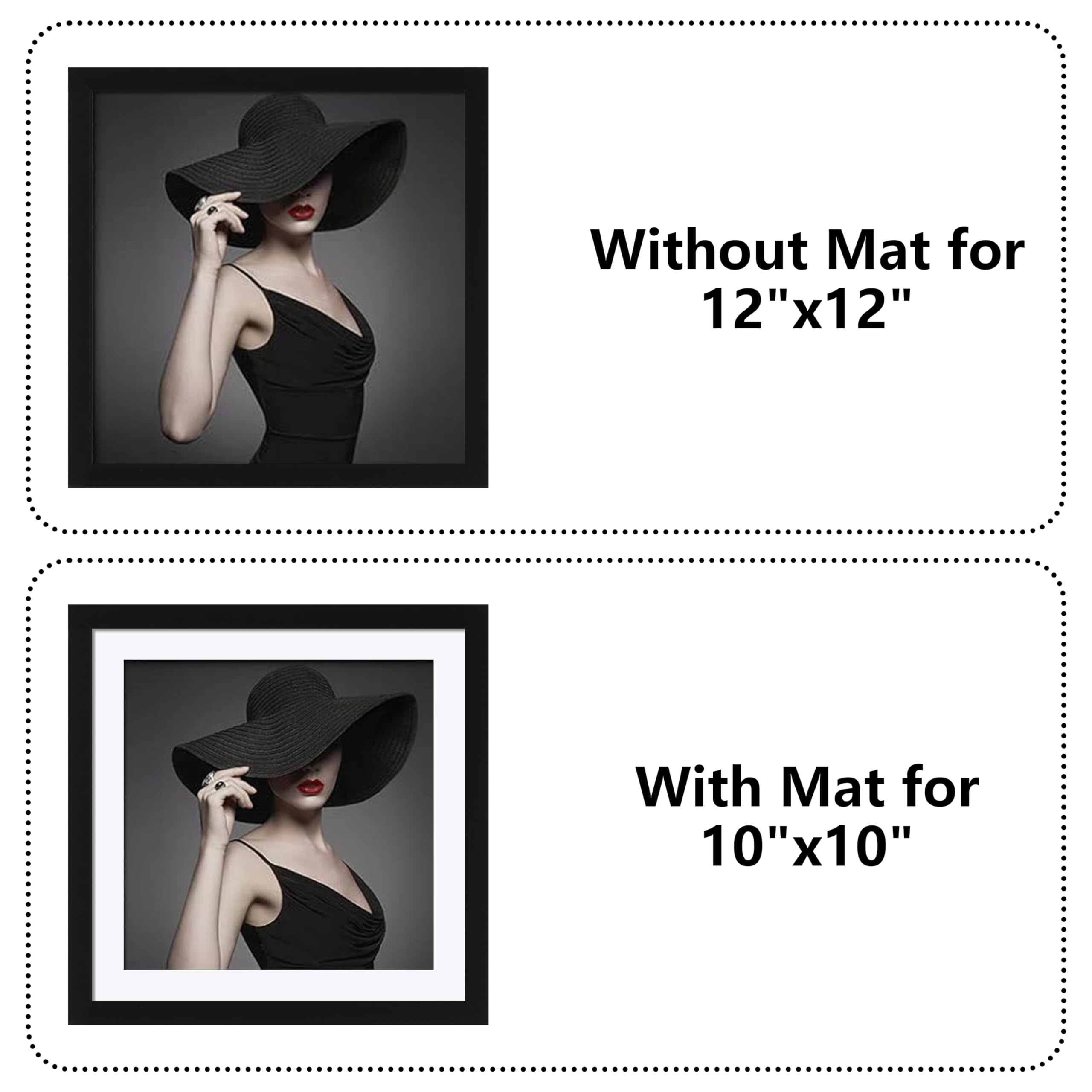 CORE ART 12x12 Picture Frame Set of 4, Display Pictures 10x10 with Mat or 12 x 12 without Mat, Multi Photo Frames Collage for Wa