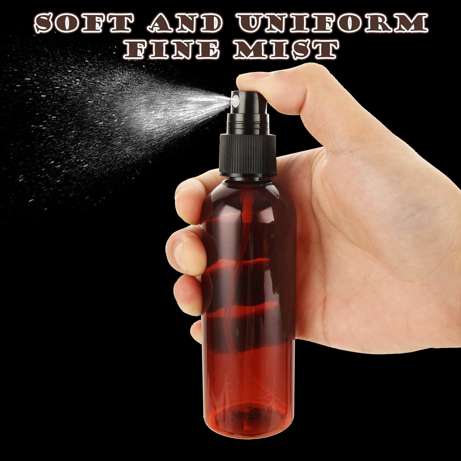 Abuff 60 Pack Plastic Spray Bottles 4Oz Small Empty Fine Mist Spray Bottles Amber Clear Bottles For Essential Oils, Bath, Beauty