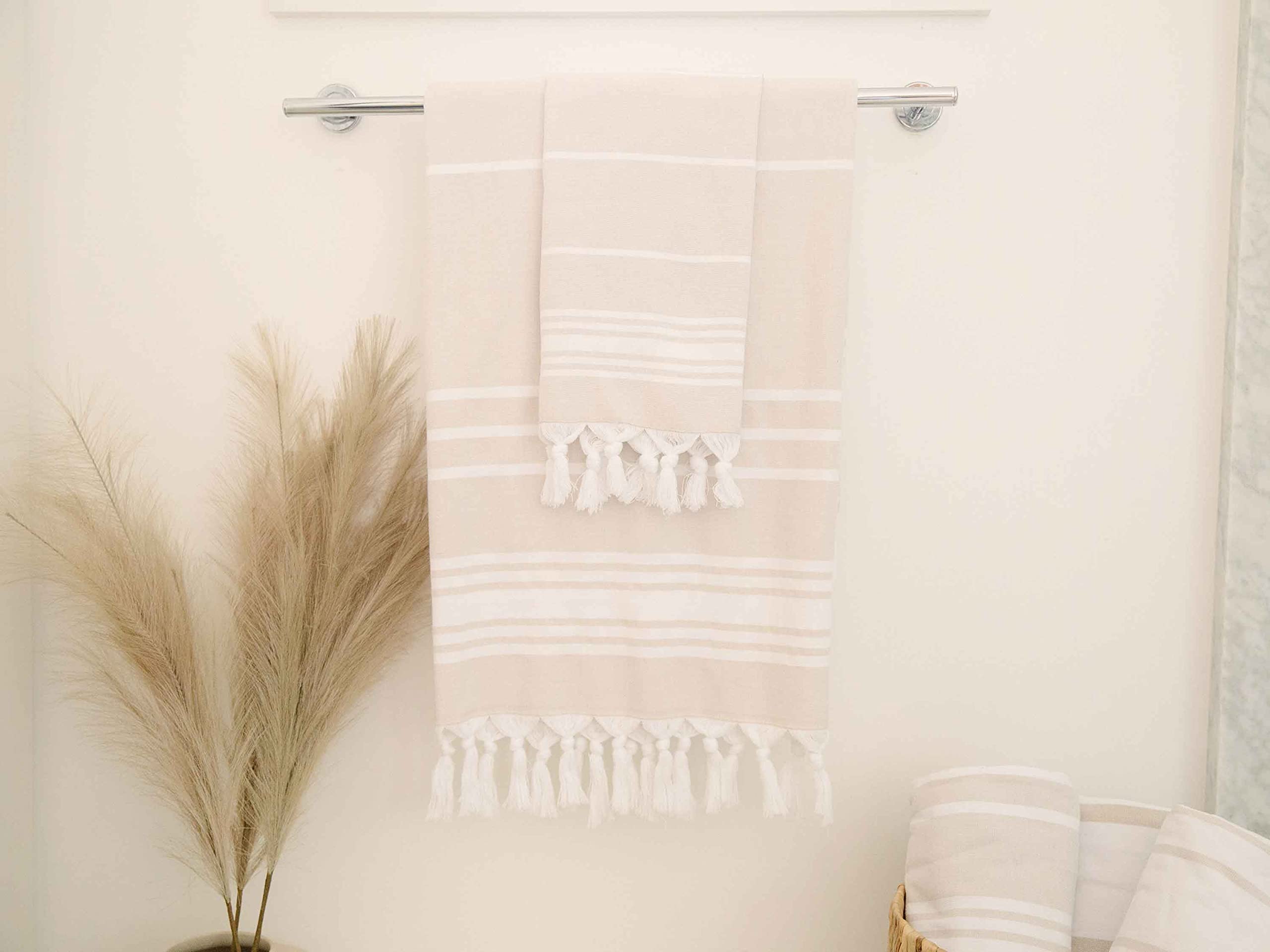 Laguna Beach Textile Co. Soft Turkish Fouta Beach Towel - Dune Tan, 400 Gsm