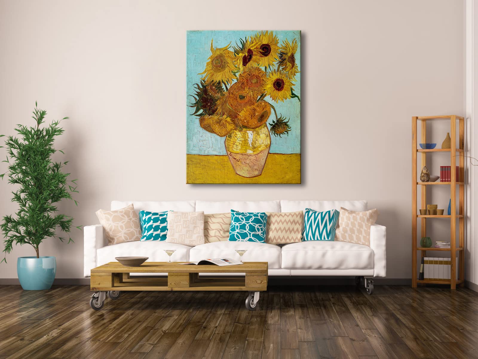 Wieco Art Large Canvas Wall Art Sunflower By Vincent Van Gogh Oil Paintings Reproduction Abstract Wall Decorations For Living Ro