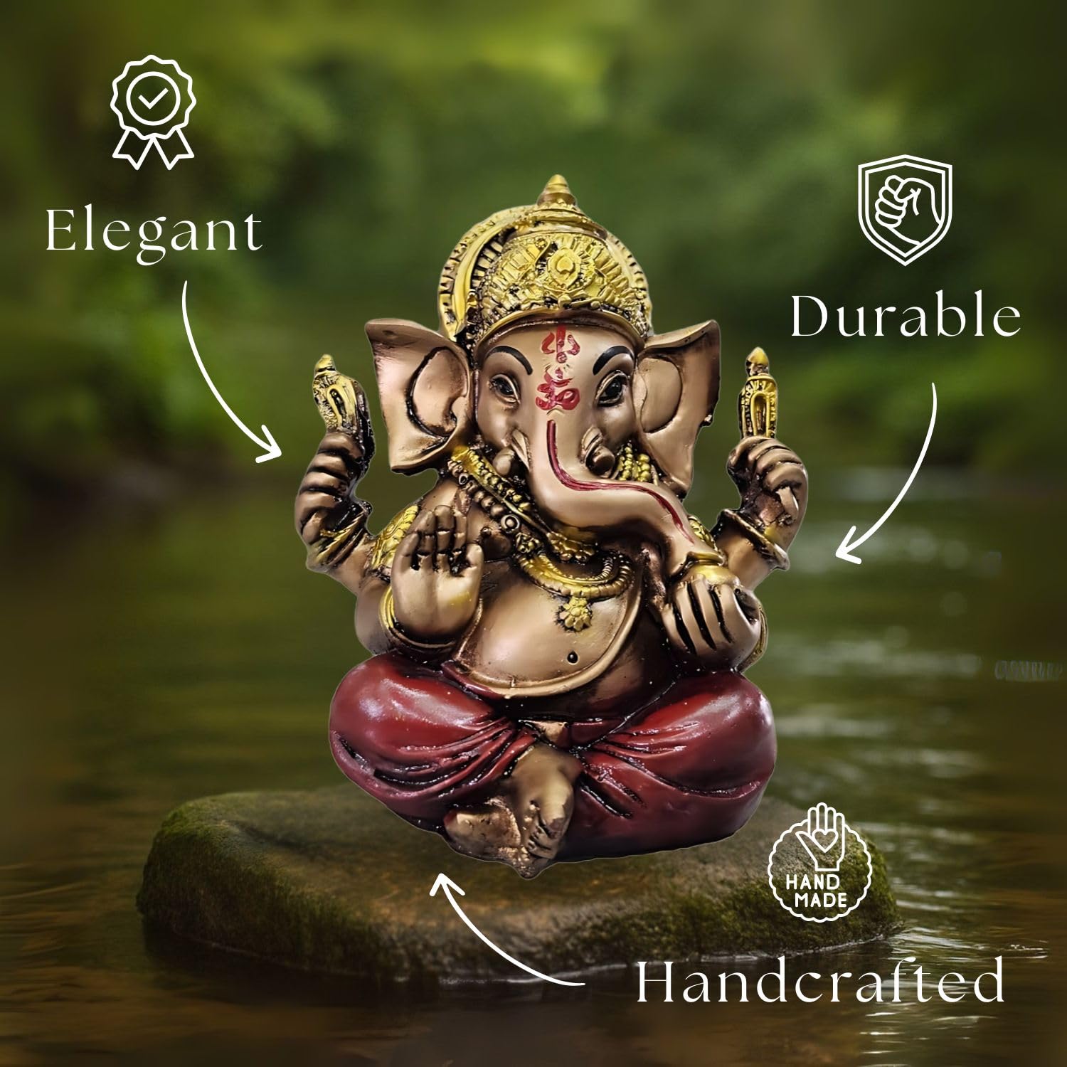 Homesta Divine Ganesha Statue | Ganesha Murti Ganpati Idol For Home Decor Statue | Pooja Lord Ganesh Figurine | House Warming Gi