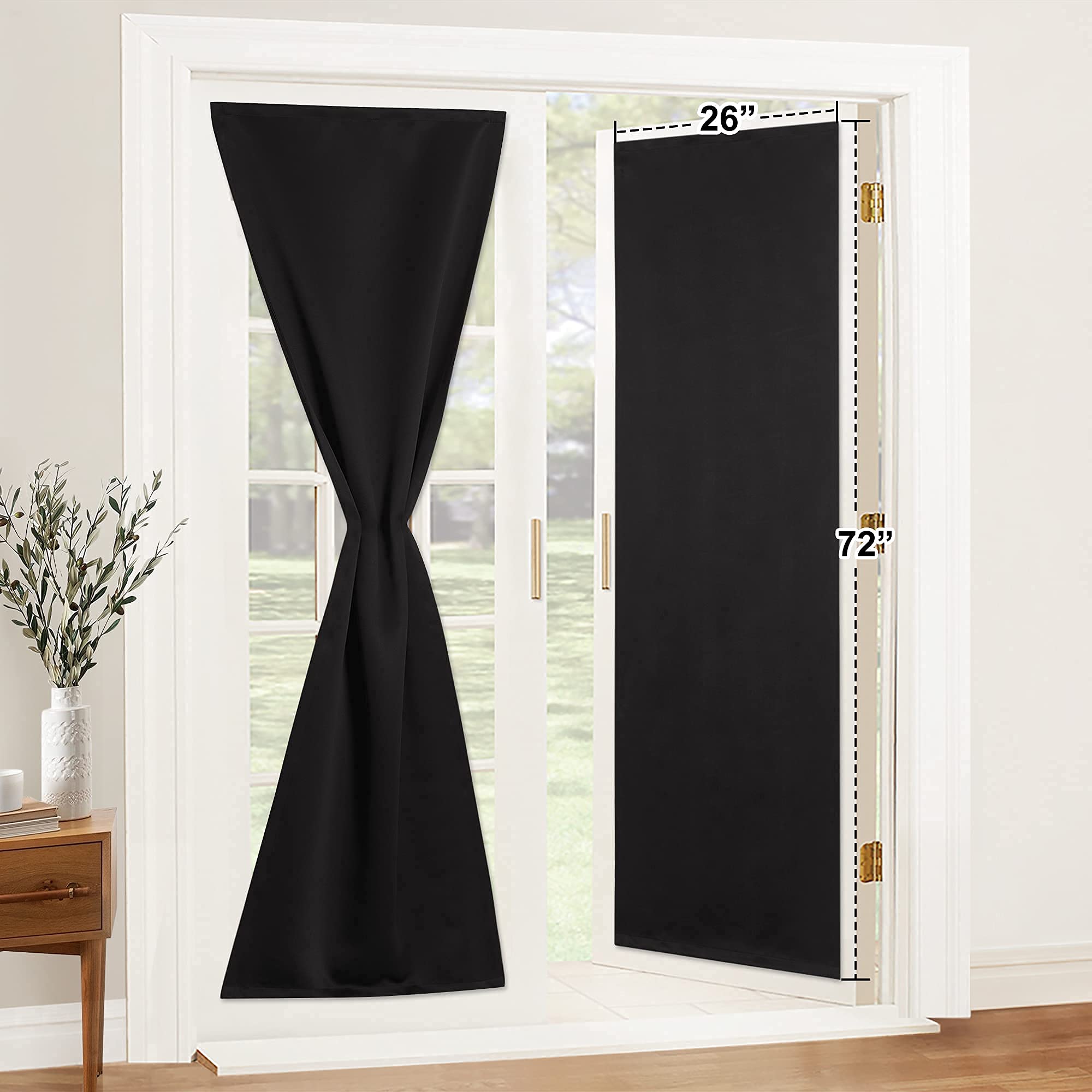 Stangh 2 Panels Portable Blackout Door Curtains - Sticky Cordless Blinds Shades Travel Temporary Privacy Window Curtains, Adjust
